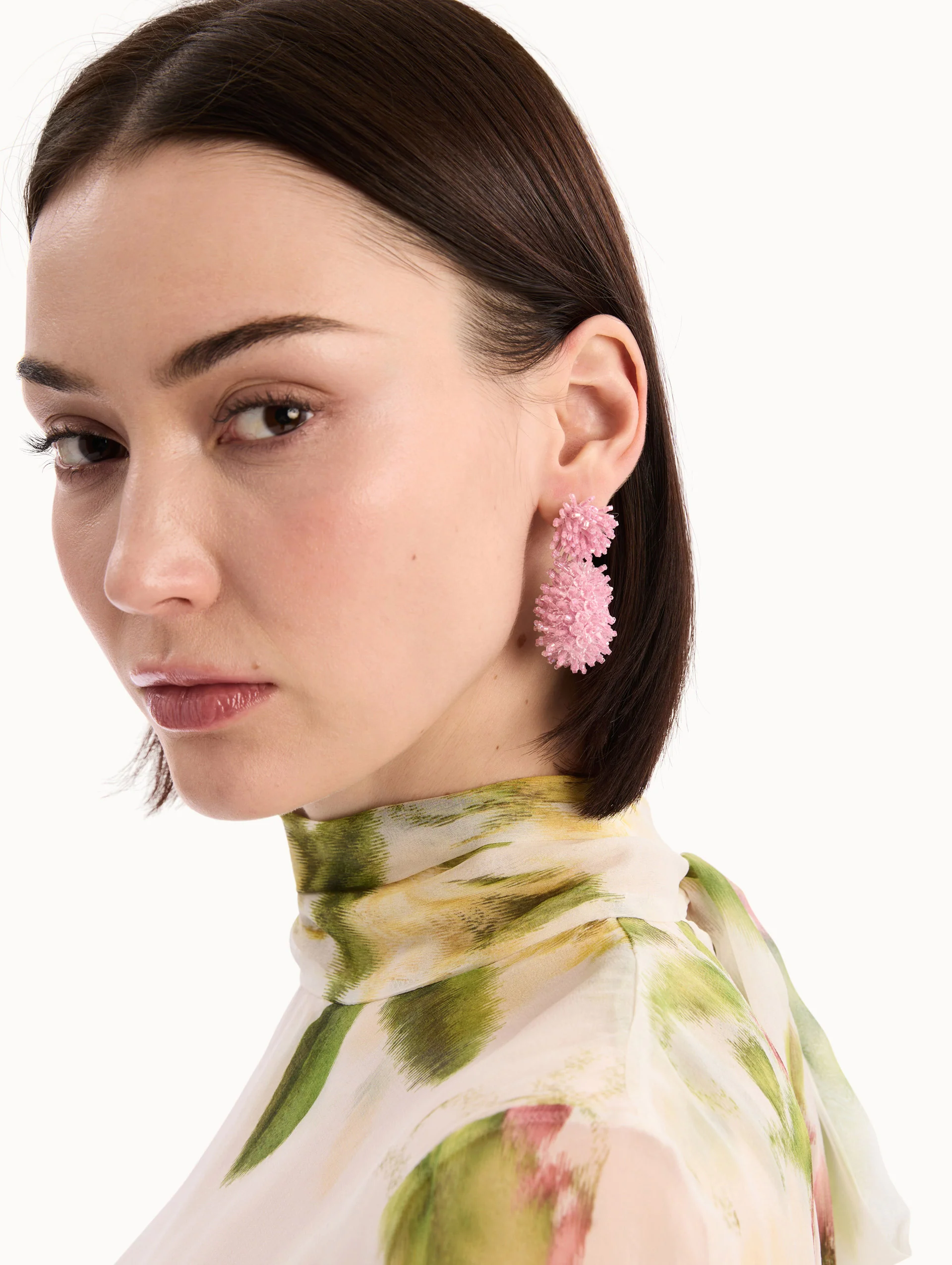 Beaded Cluster Drop Earrings - Image 2