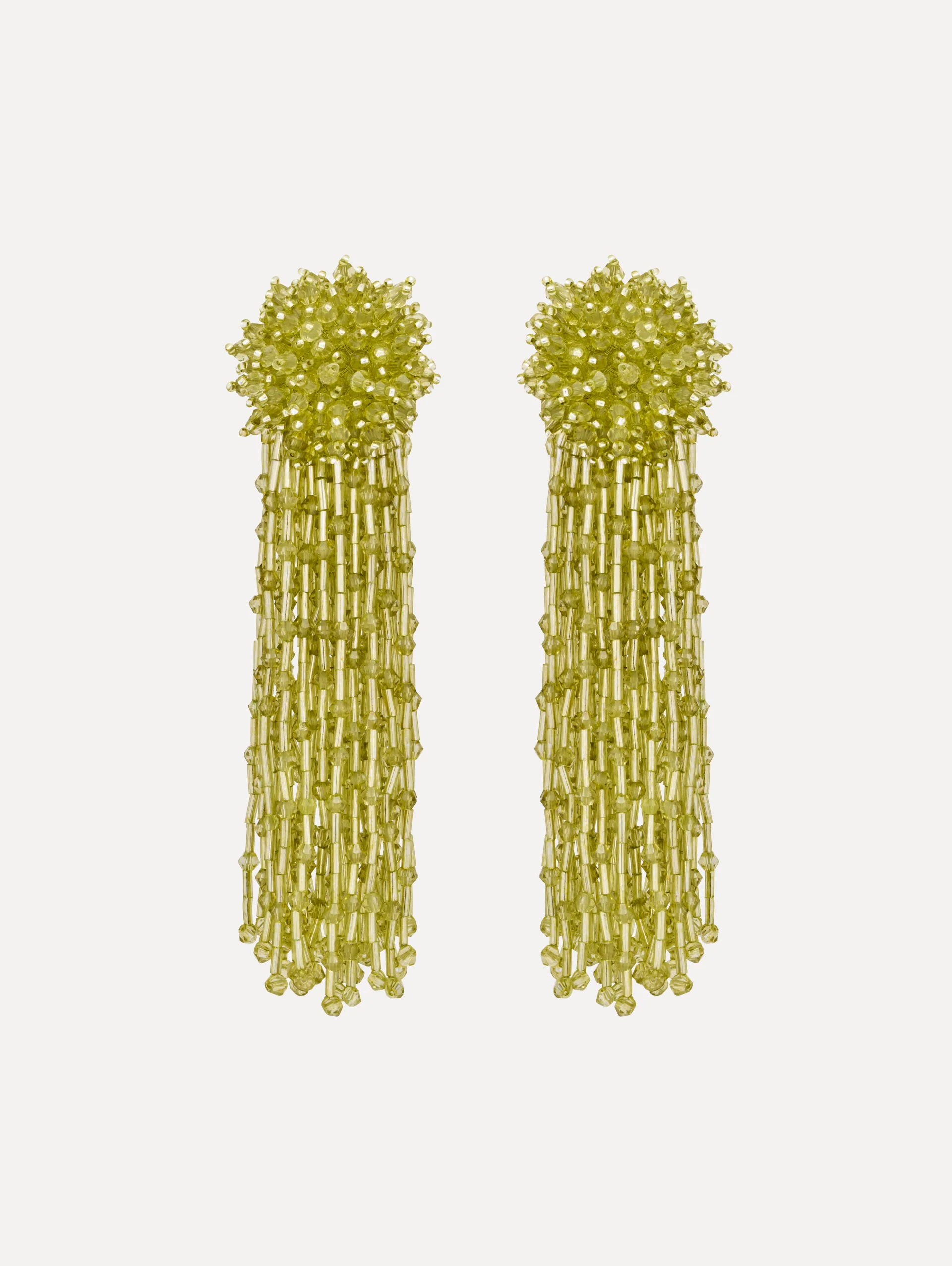 Beaded Tassel Drop Clip-On Earrings