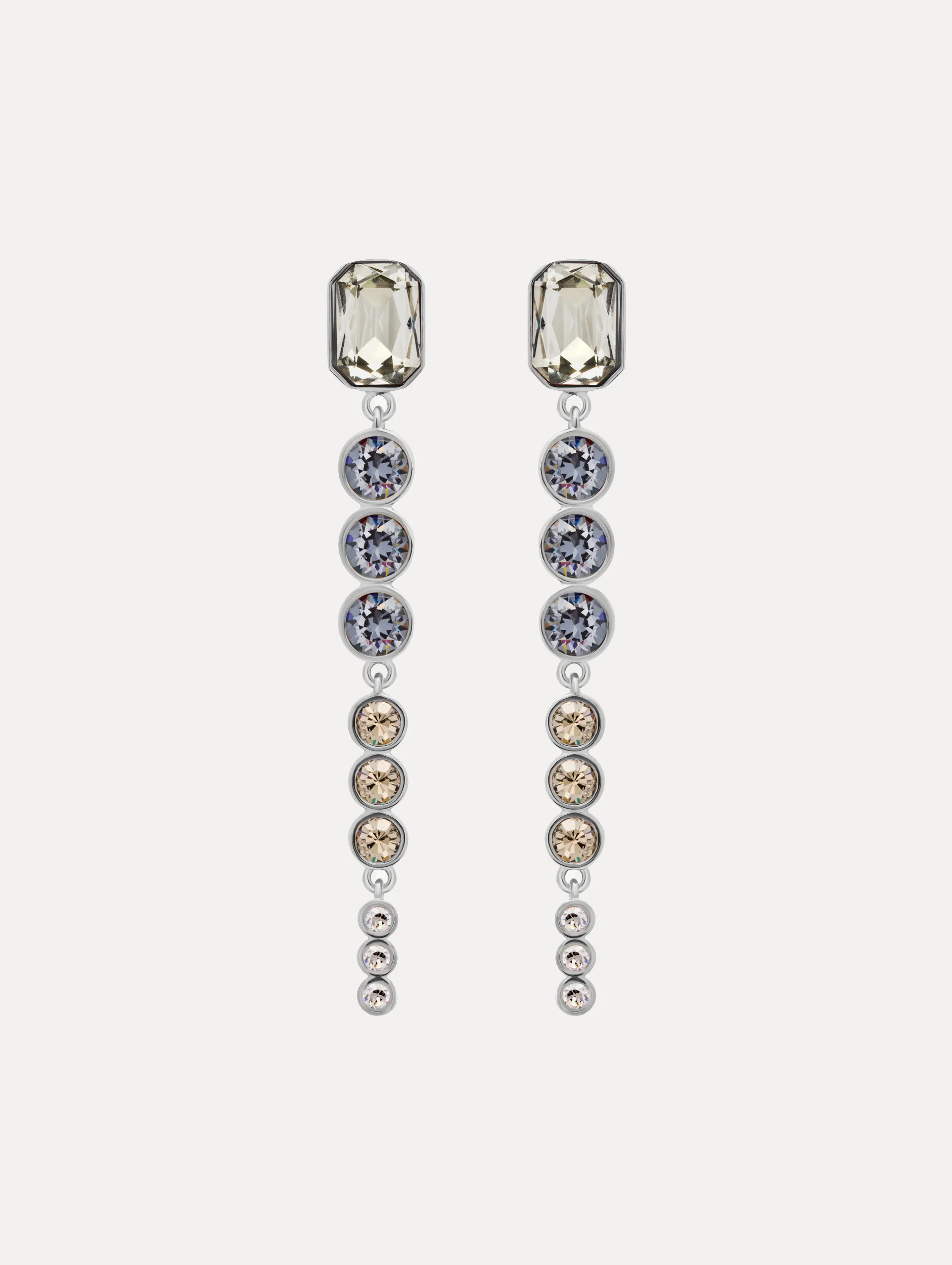 Cascading Mixed-Stone Drop Clip-On Earrings