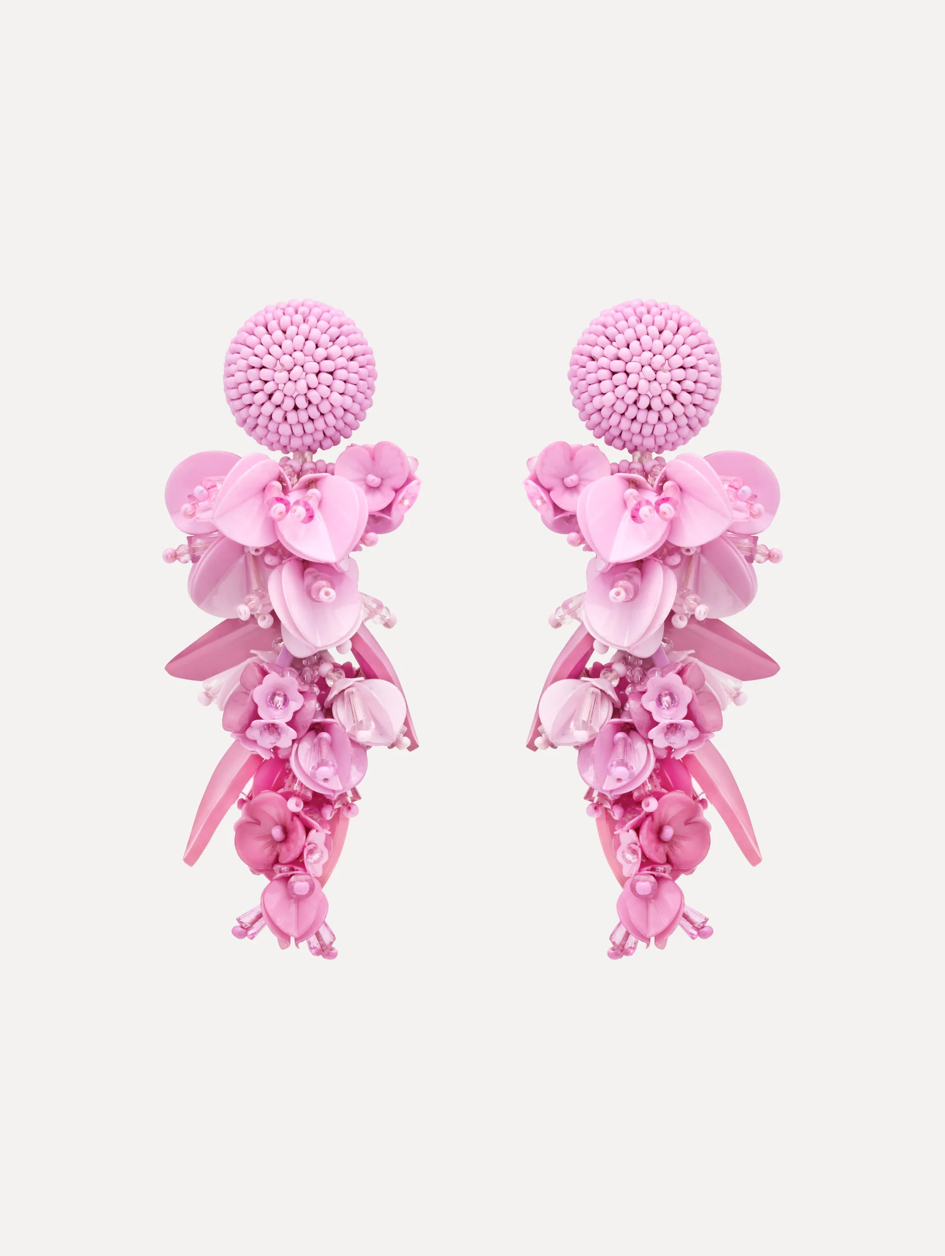 Cascading Petal Drop Clip-On Earrings