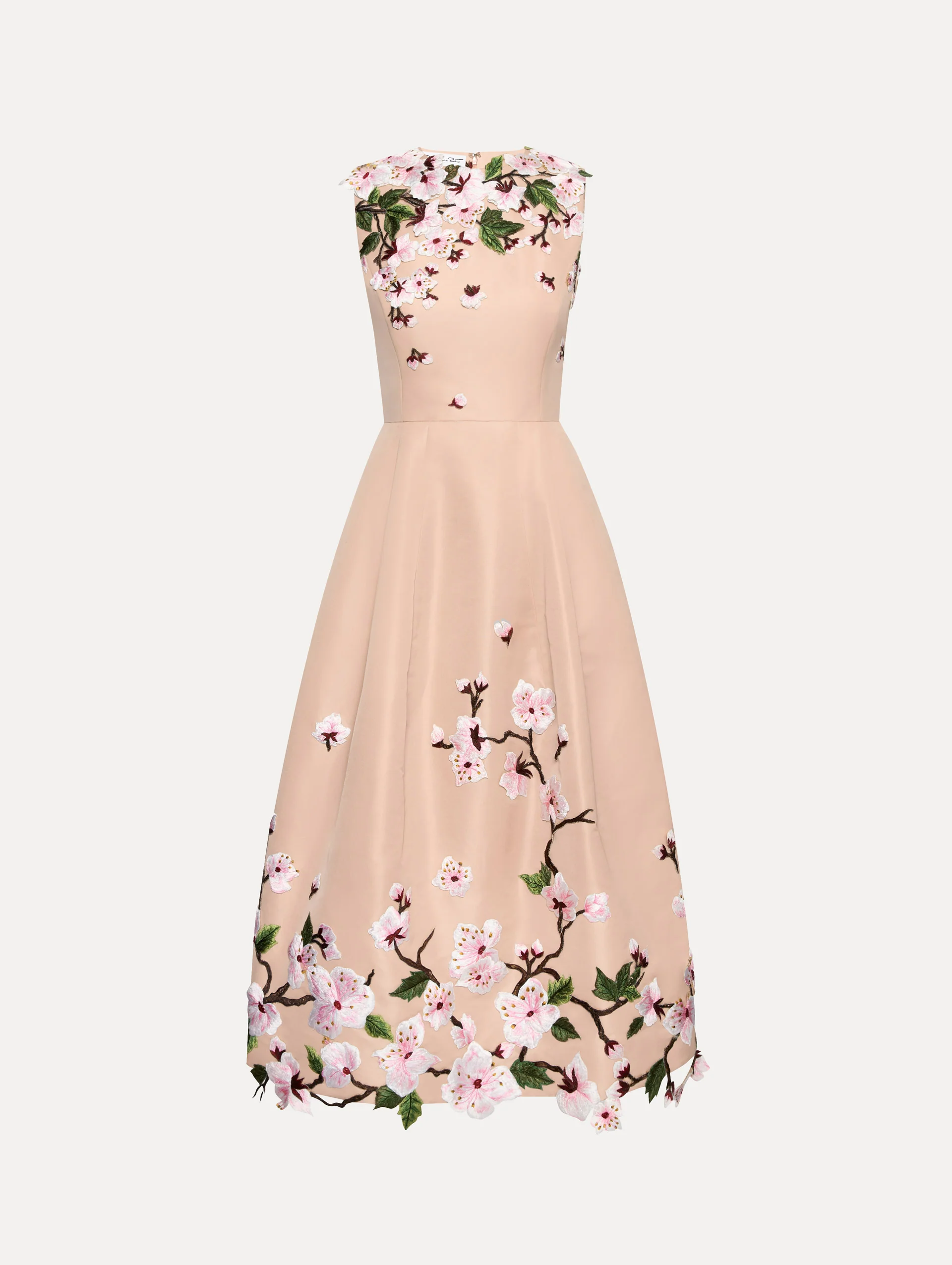 Cherry Blossom Embroidered Faille Dress