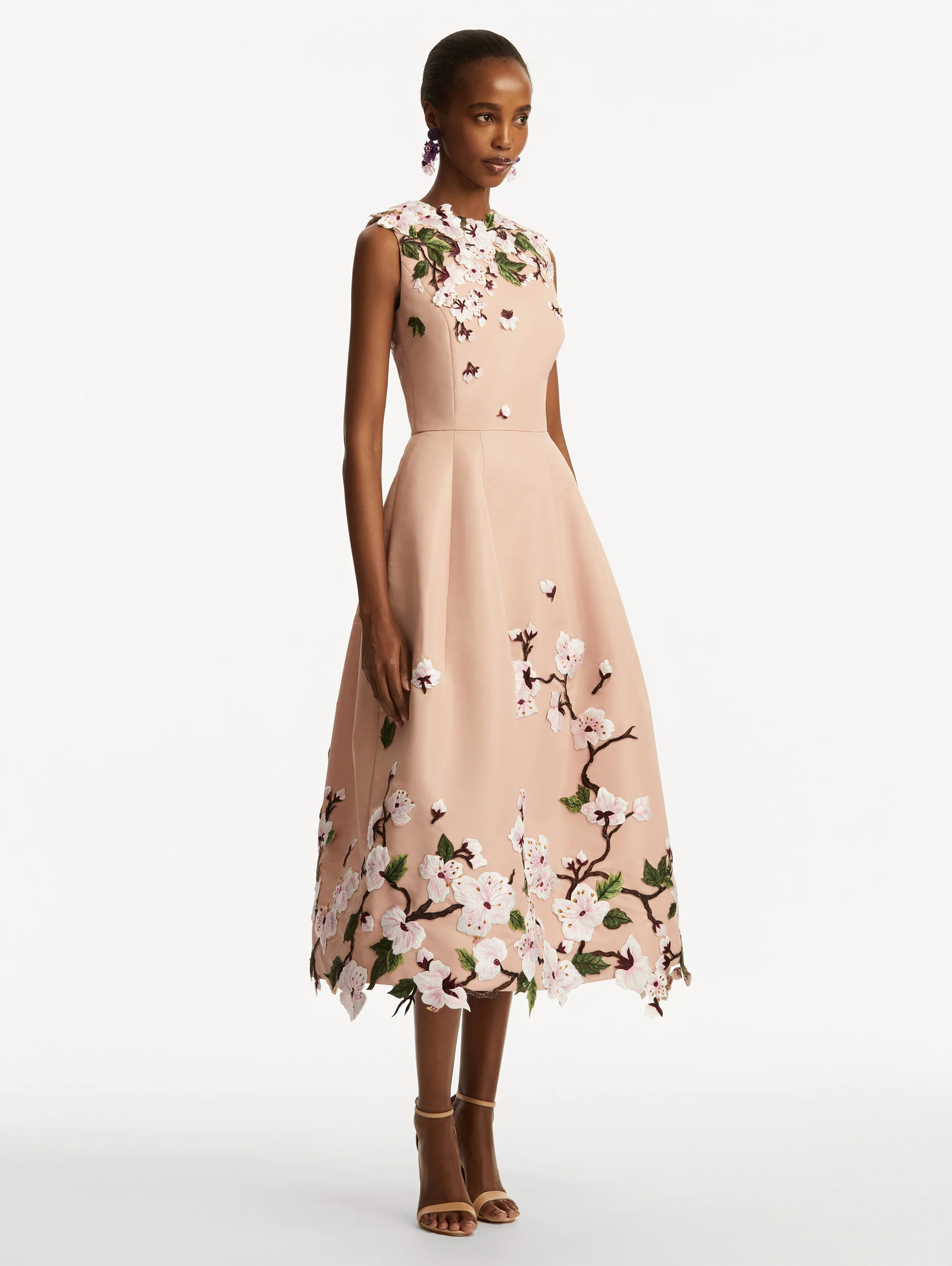 Cherry Blossom Embroidered Faille Dress - Image 4
