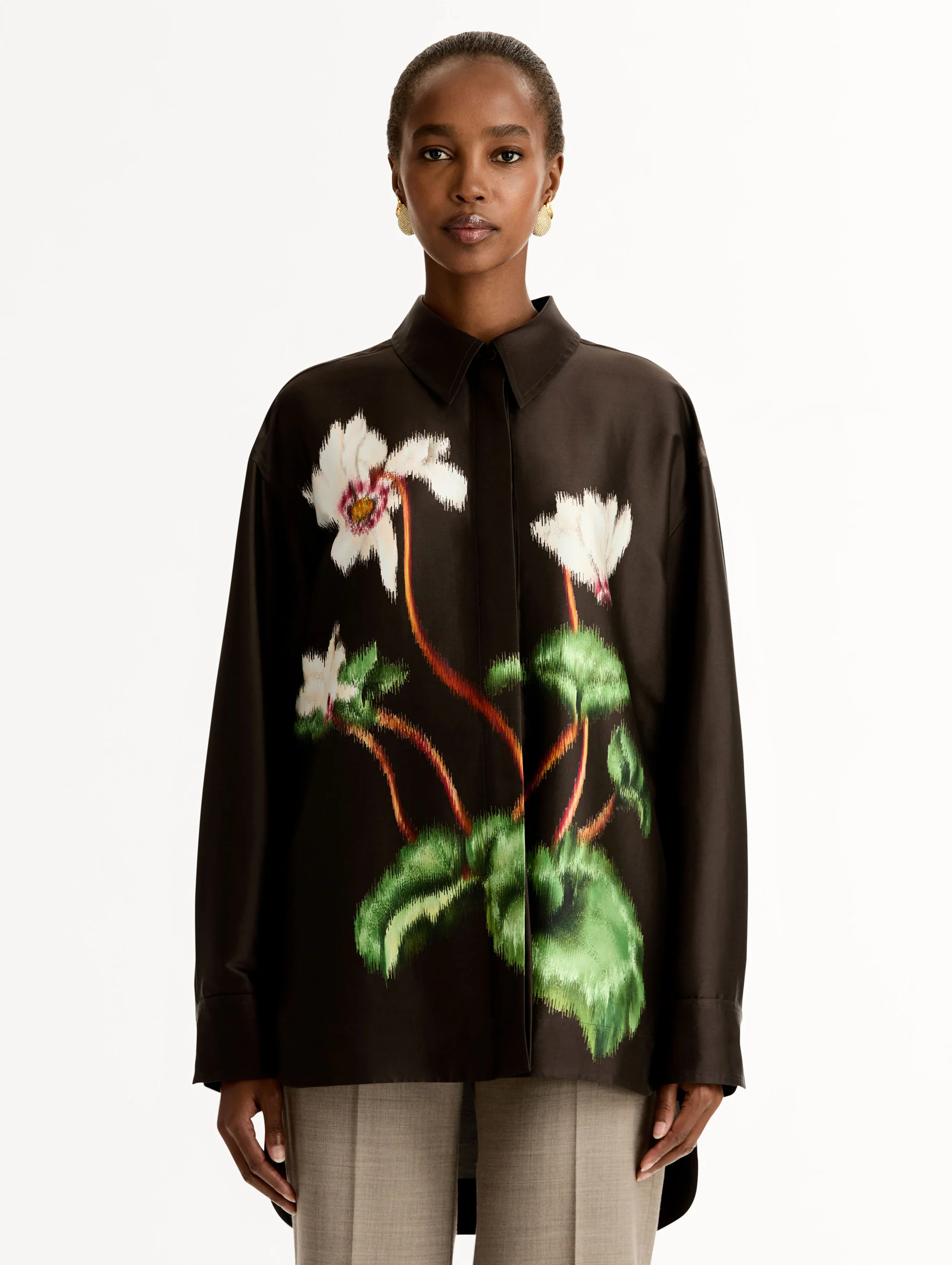 Chiné Cyclamen Silk Mikado Blouse - Image 2