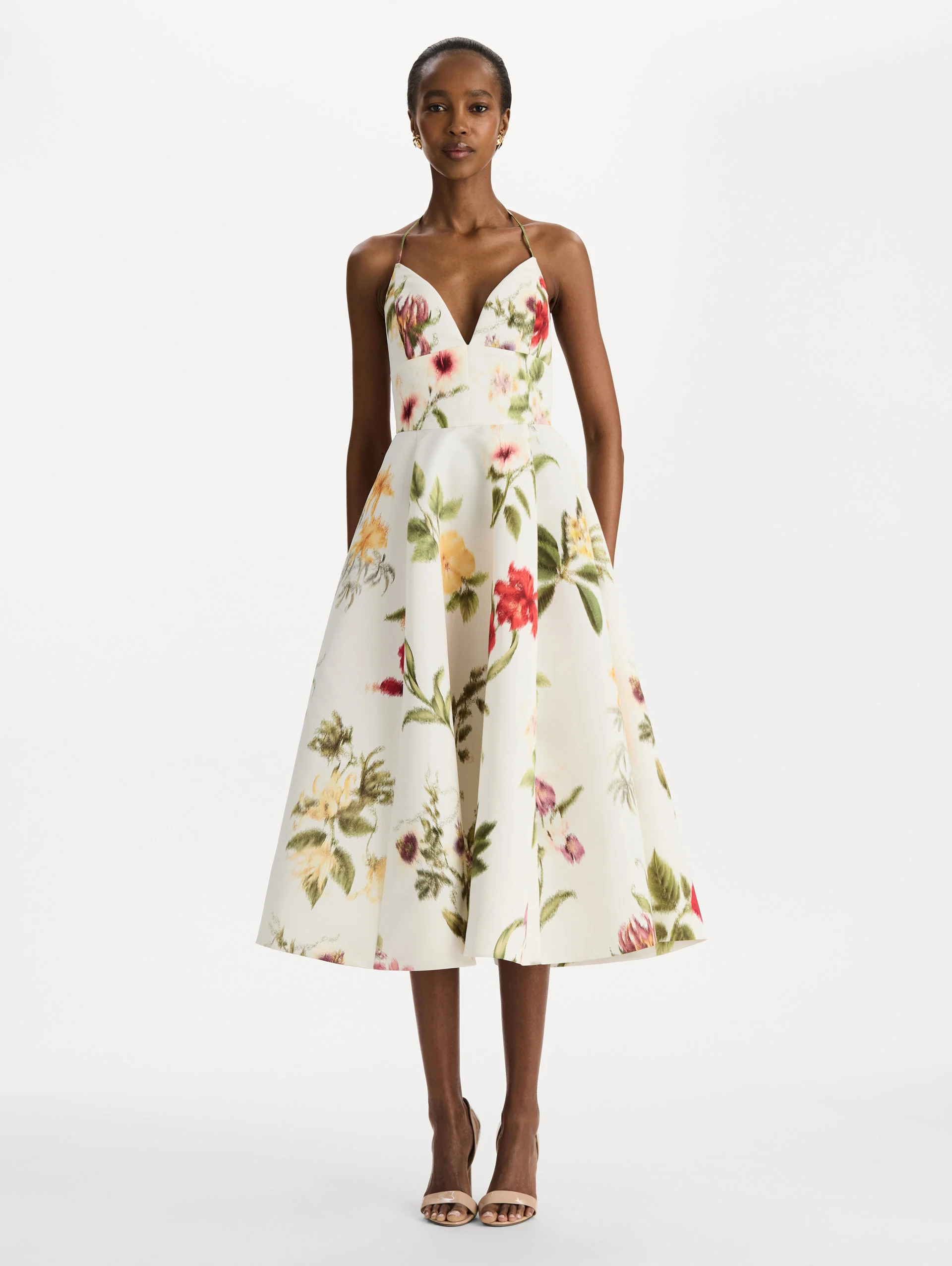 Chiné Dominican Mixed-Floral Faille Cocktail Dress - Image 2