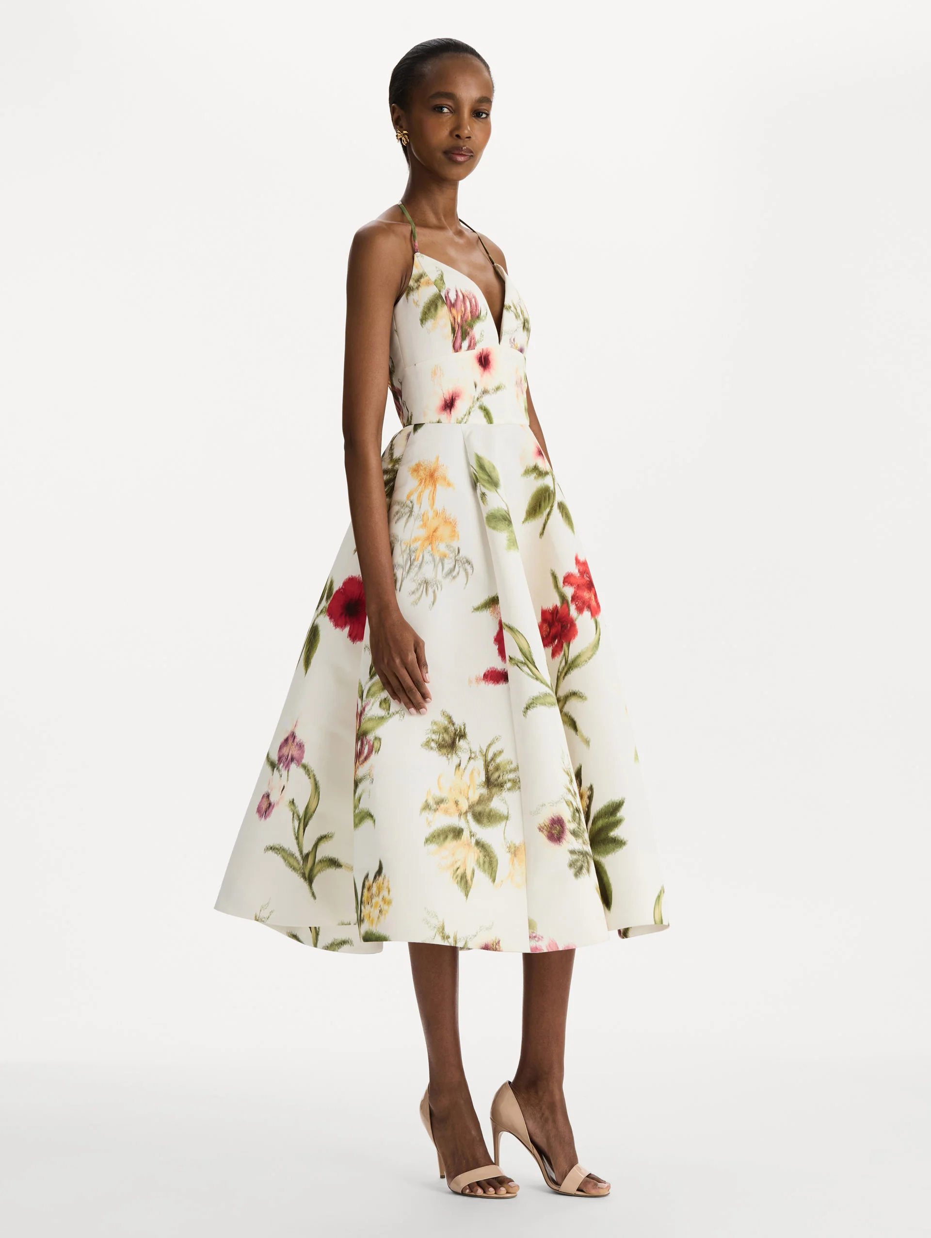 Chiné Dominican Mixed-Floral Faille Cocktail Dress - Image 4