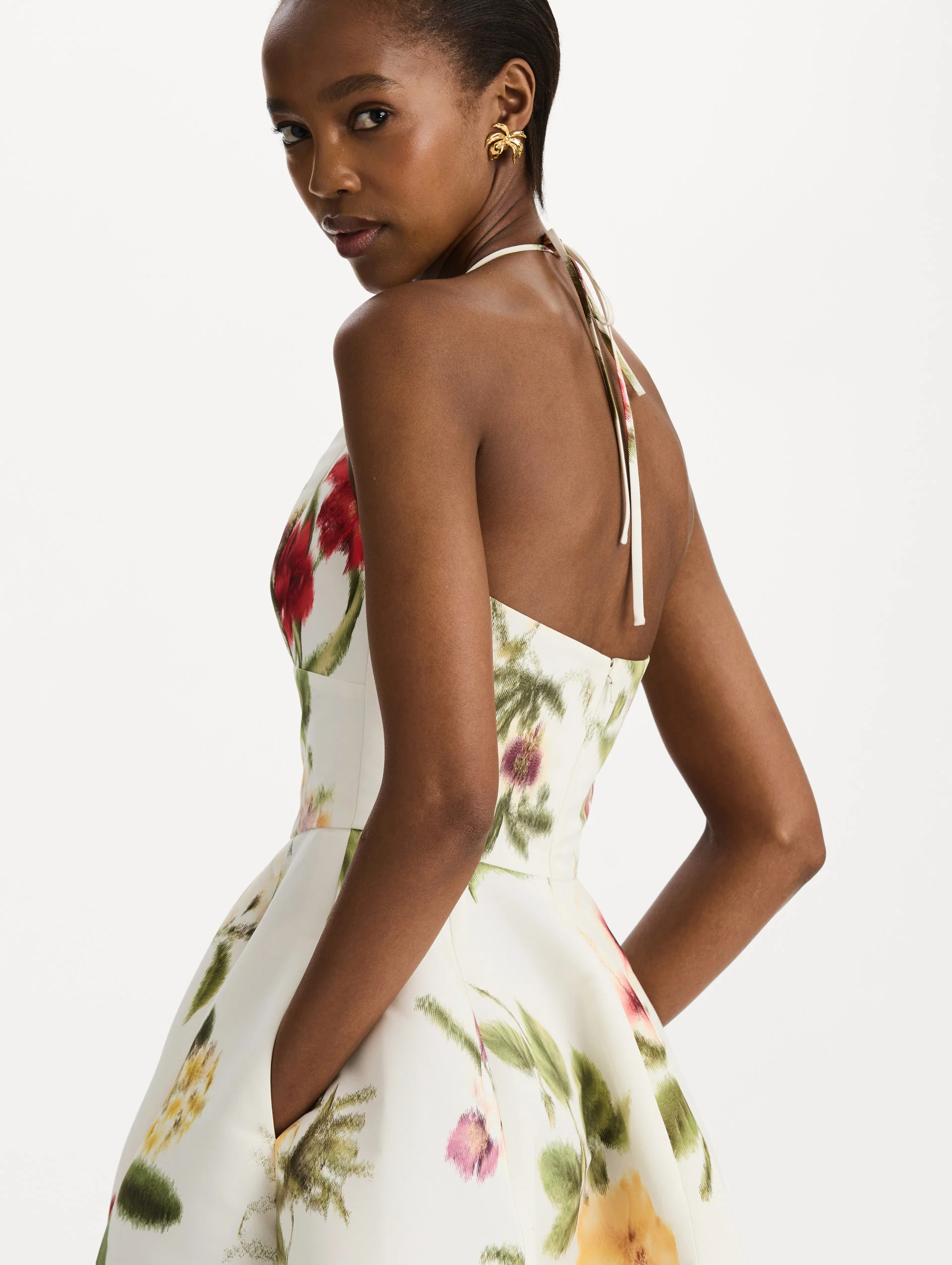 Chiné Dominican Mixed-Floral Faille Cocktail Dress - Image 5