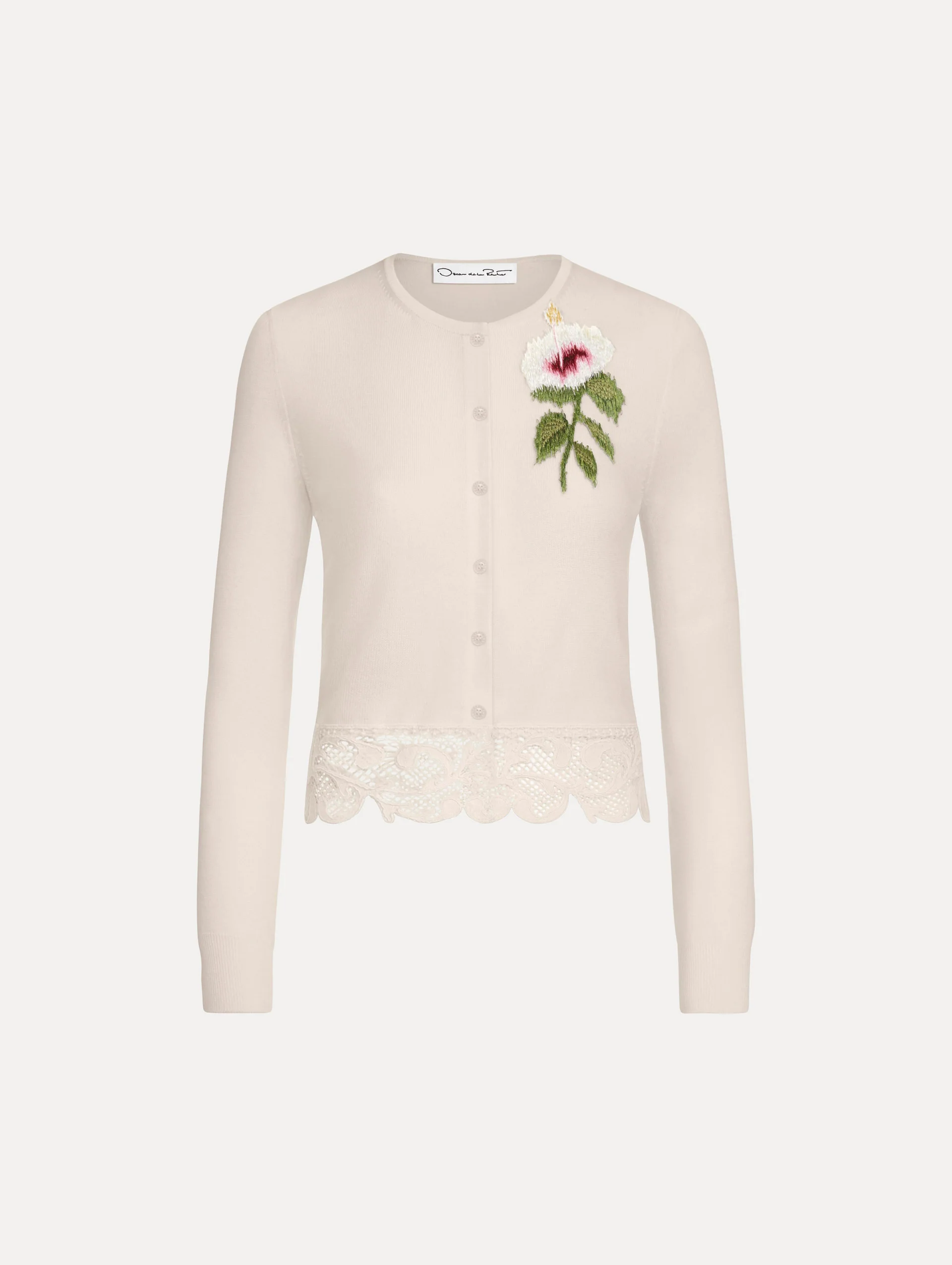 Chiné Hibiscus Threadwork Cropped Cardigan