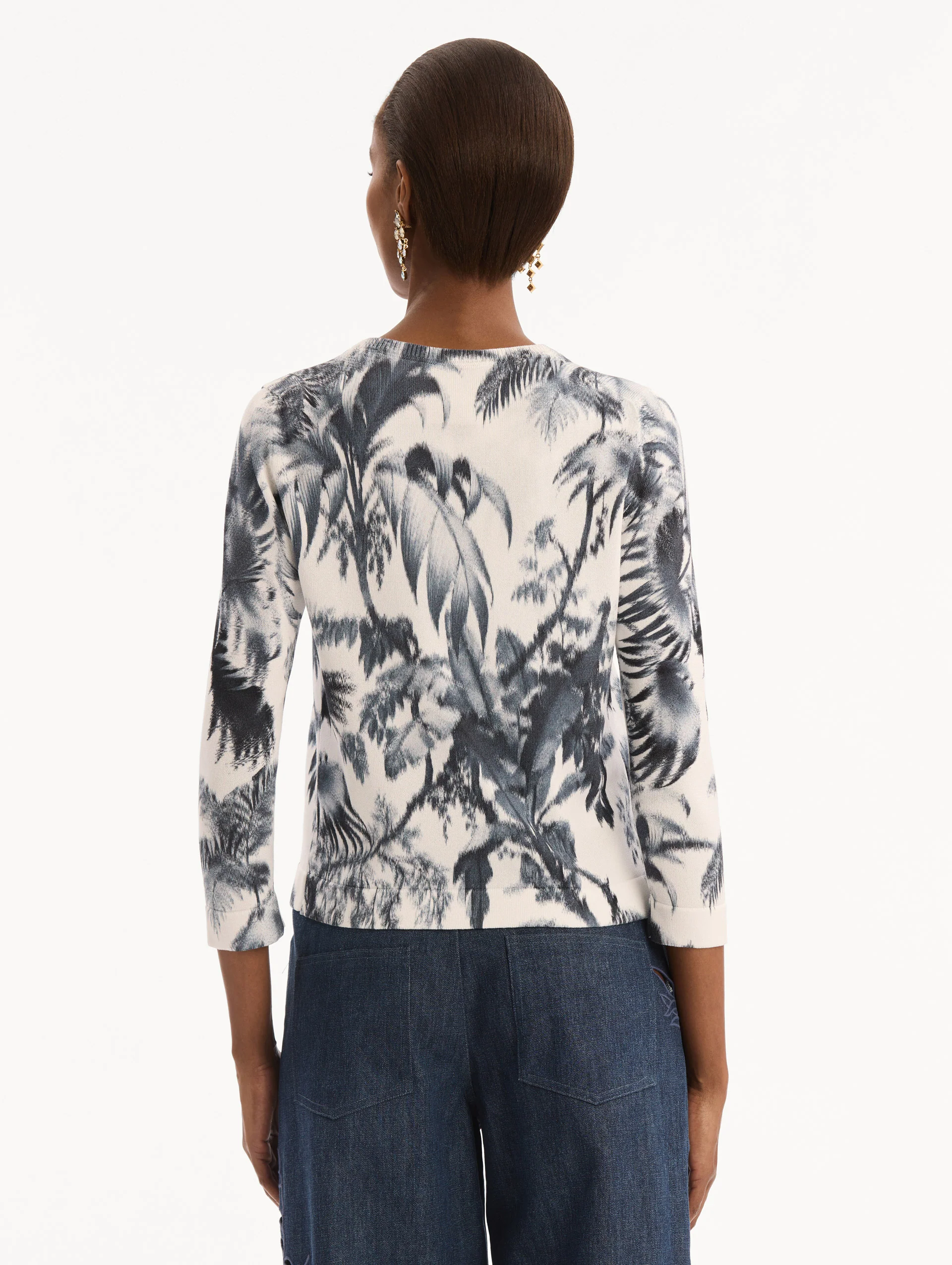 Chiné Palm Leaves Cardigan - Image 3