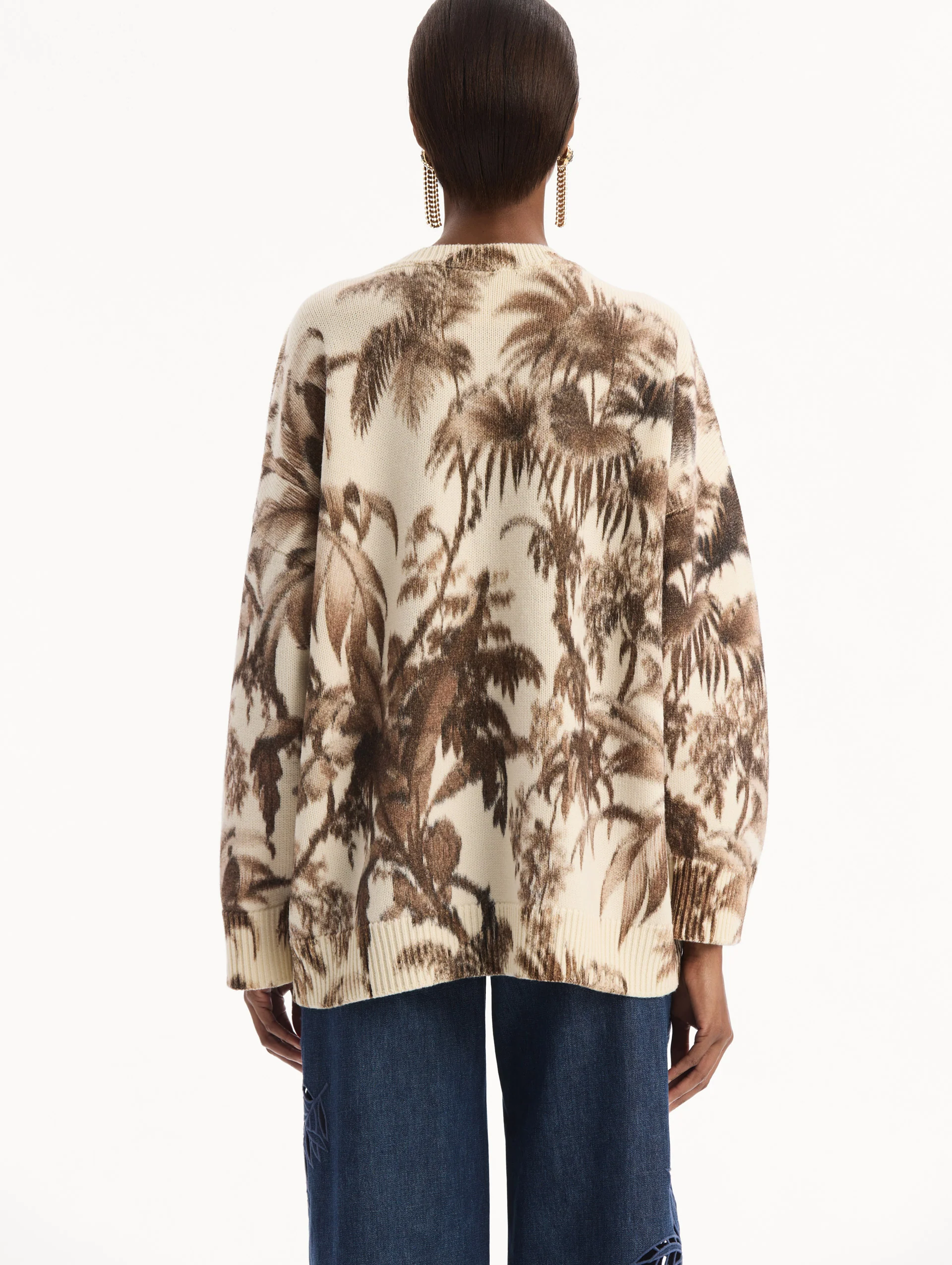 Chiné Palm Leaves Oversized Pullover - Image 4