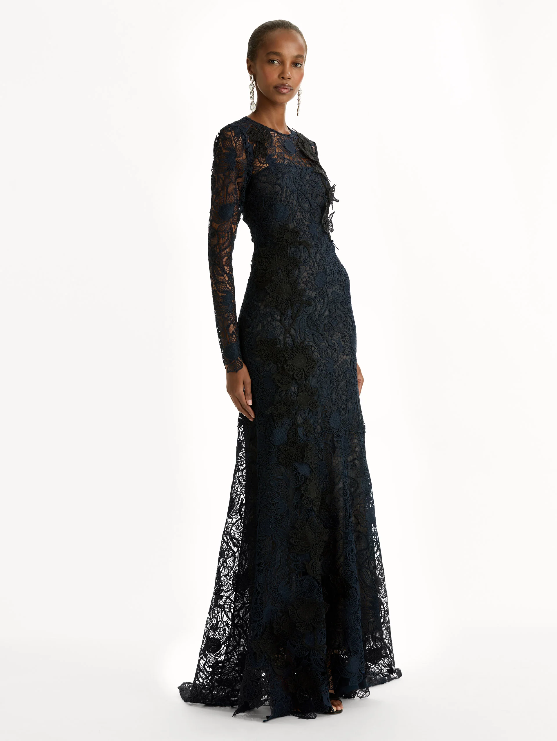 Corded Botanical Guipure Gown - Image 4