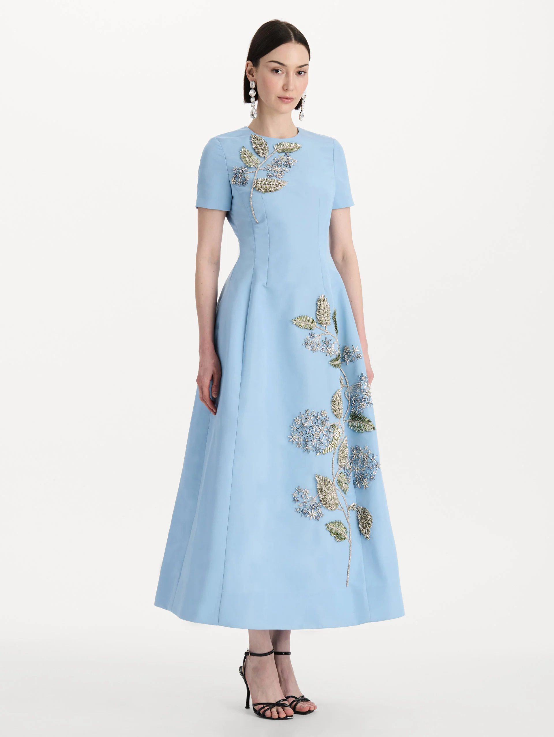 Crystal Flower Embroidered Faille Dress - Image 4