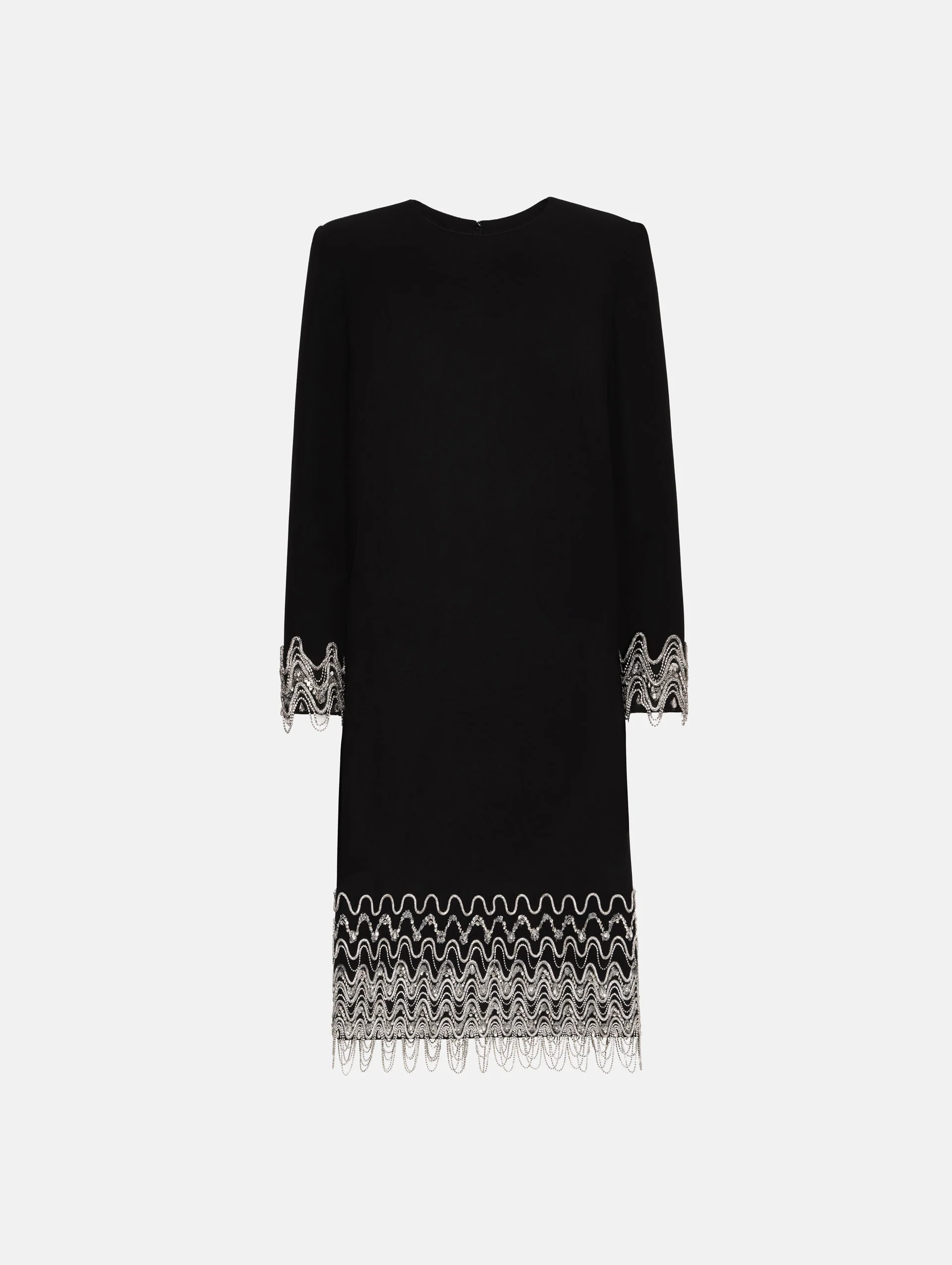 Crystal Wave Embroidered Shift Dress
