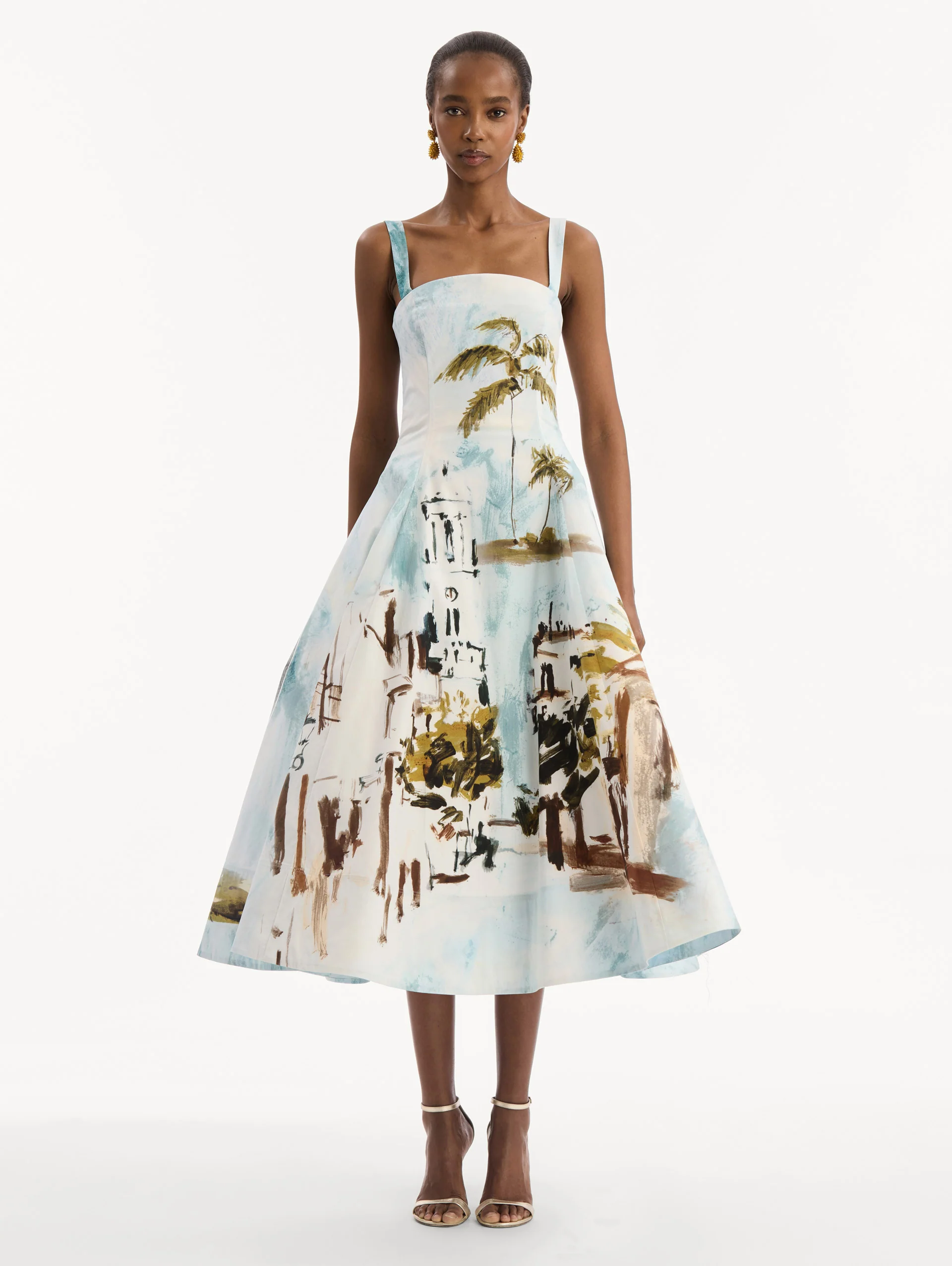 Dominican Landscape Cotton Poplin Sleeveless Dress - Image 2