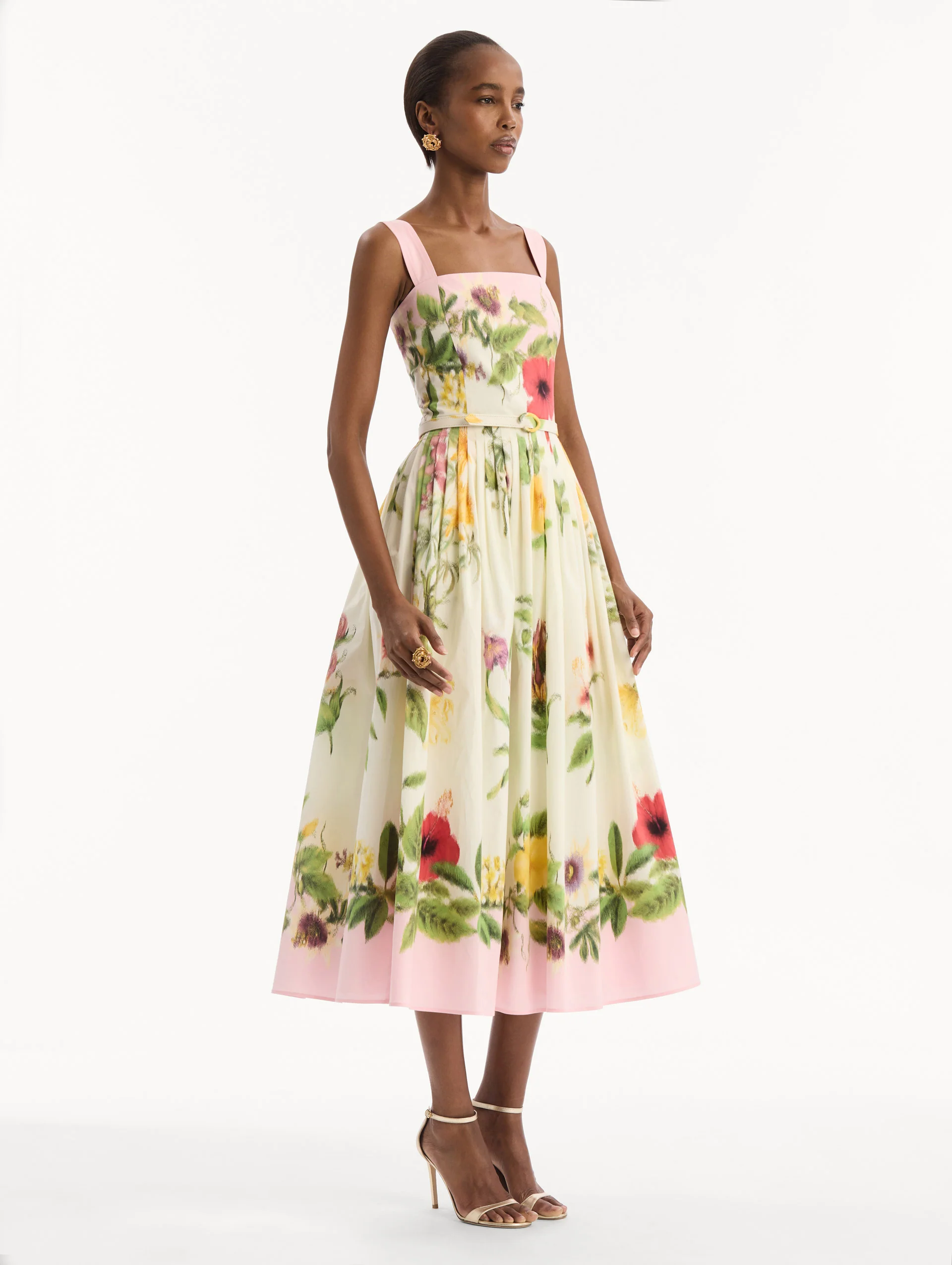 Dominican Mixed-Floral Cotton Poplin Dress - Image 4