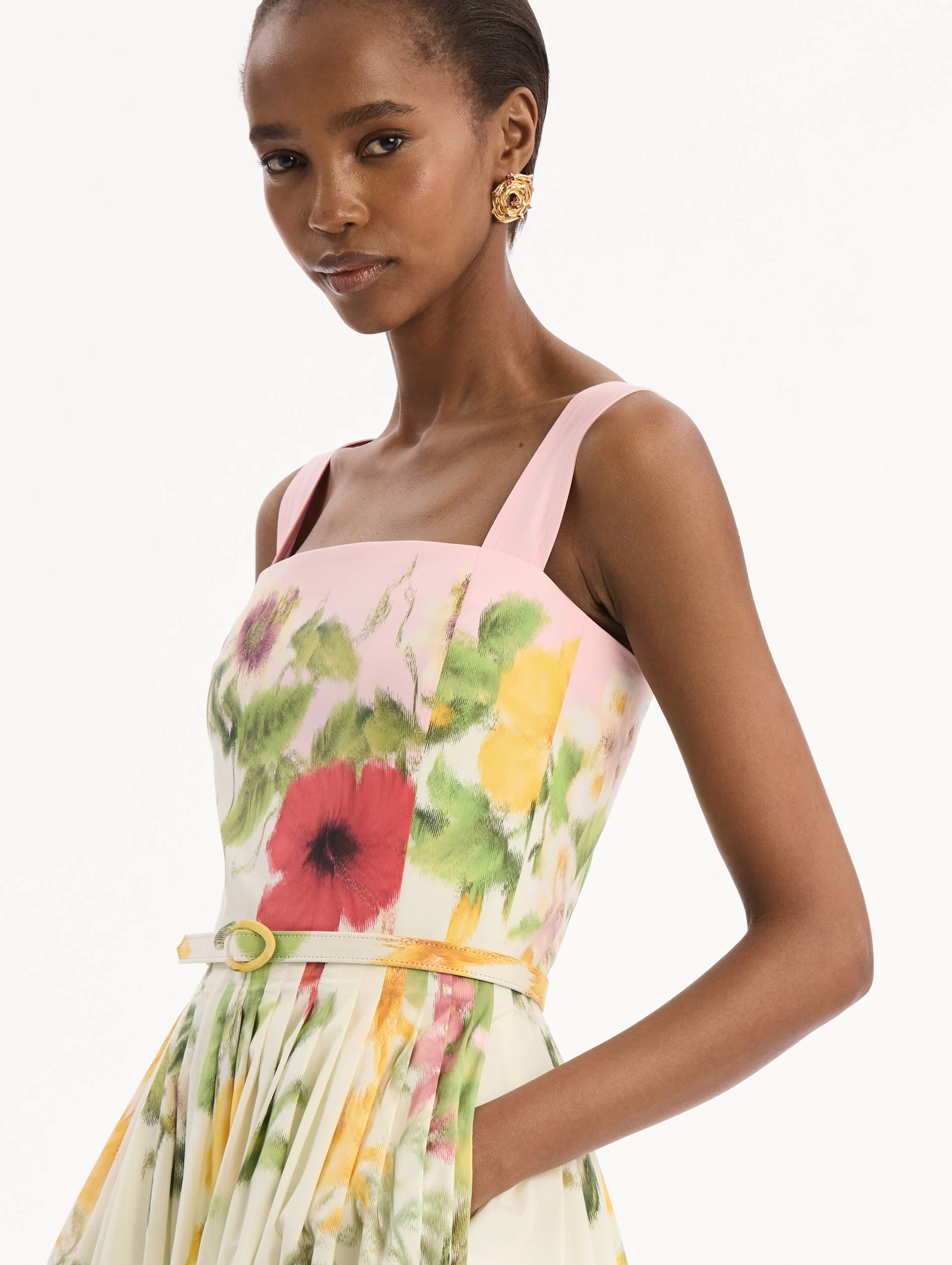 Dominican Mixed-Floral Cotton Poplin Dress - Image 5