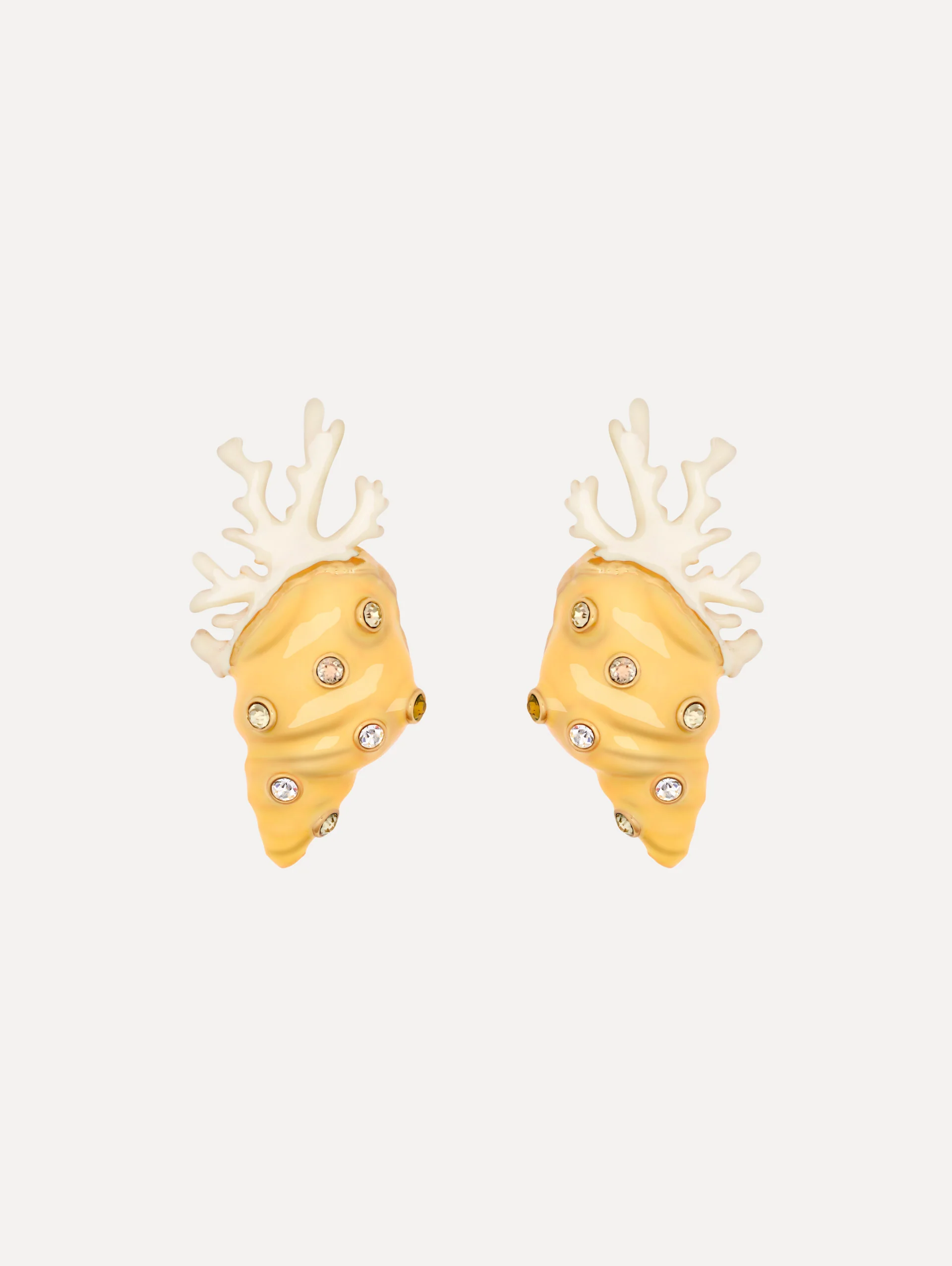 Enamel Seashell and Coral Earrings