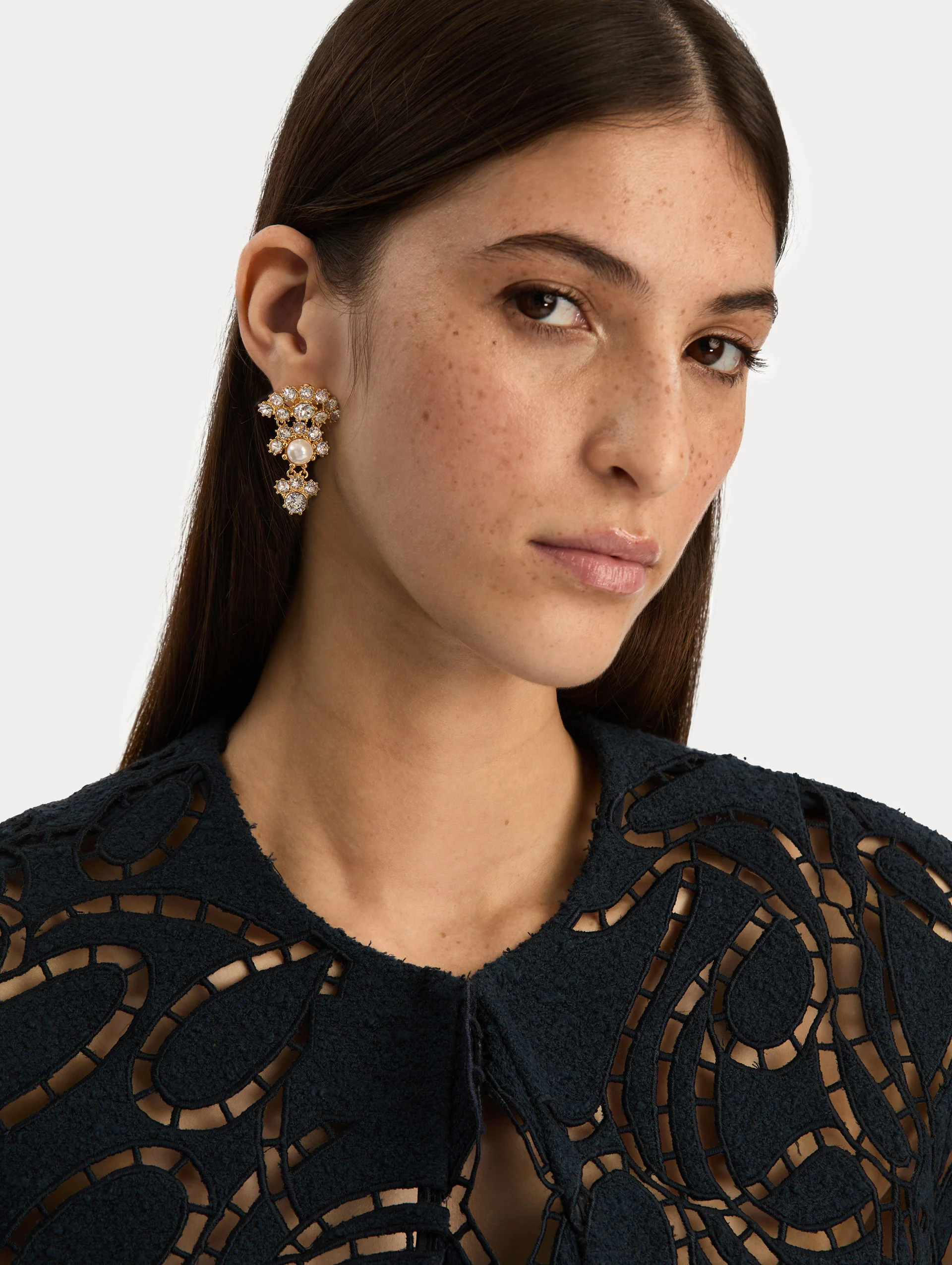 Faceted Crystal Arch Drop Earrings - Image 2