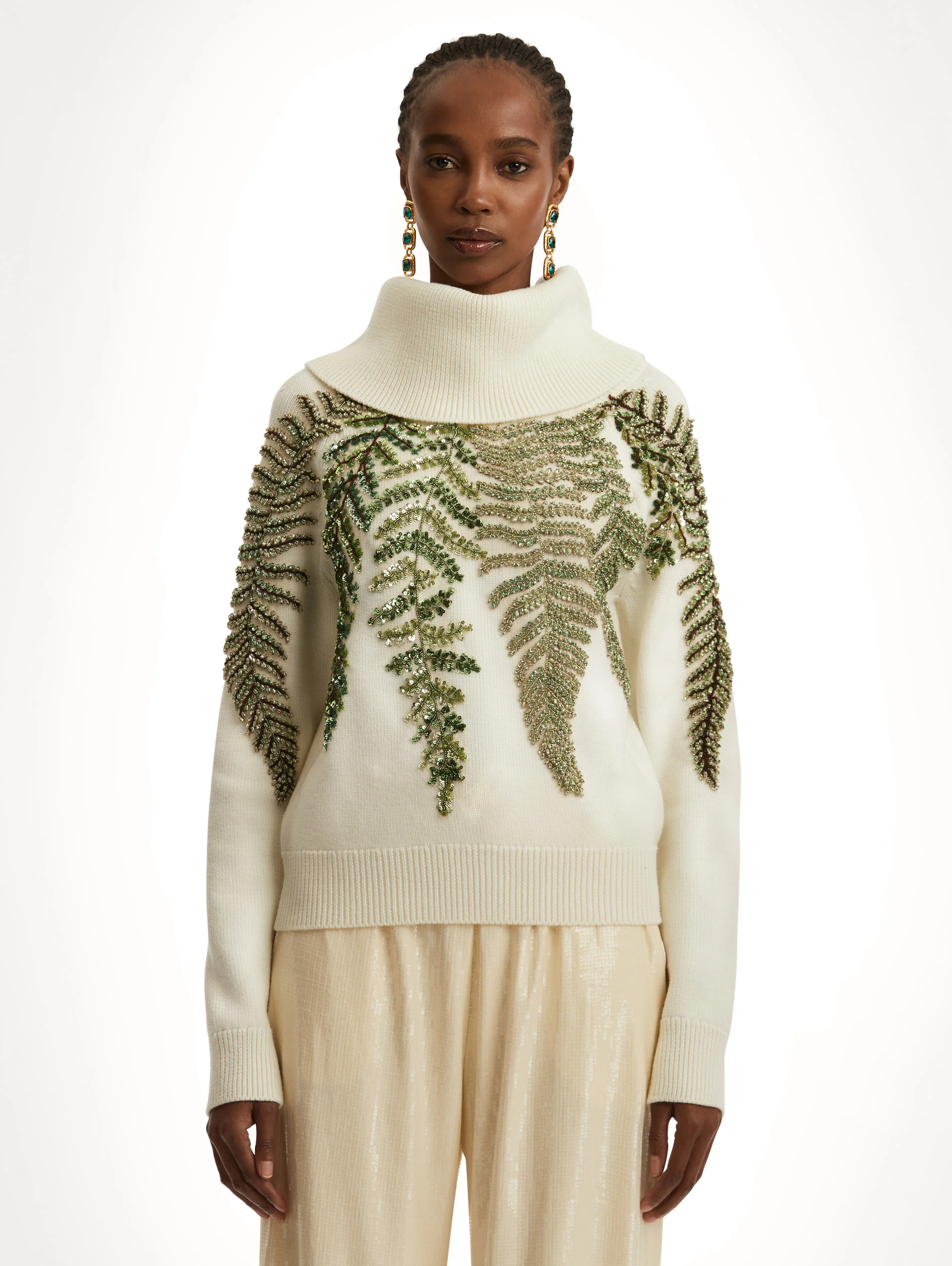 Fern Crystal Embroidered Turtleneck - Image 2