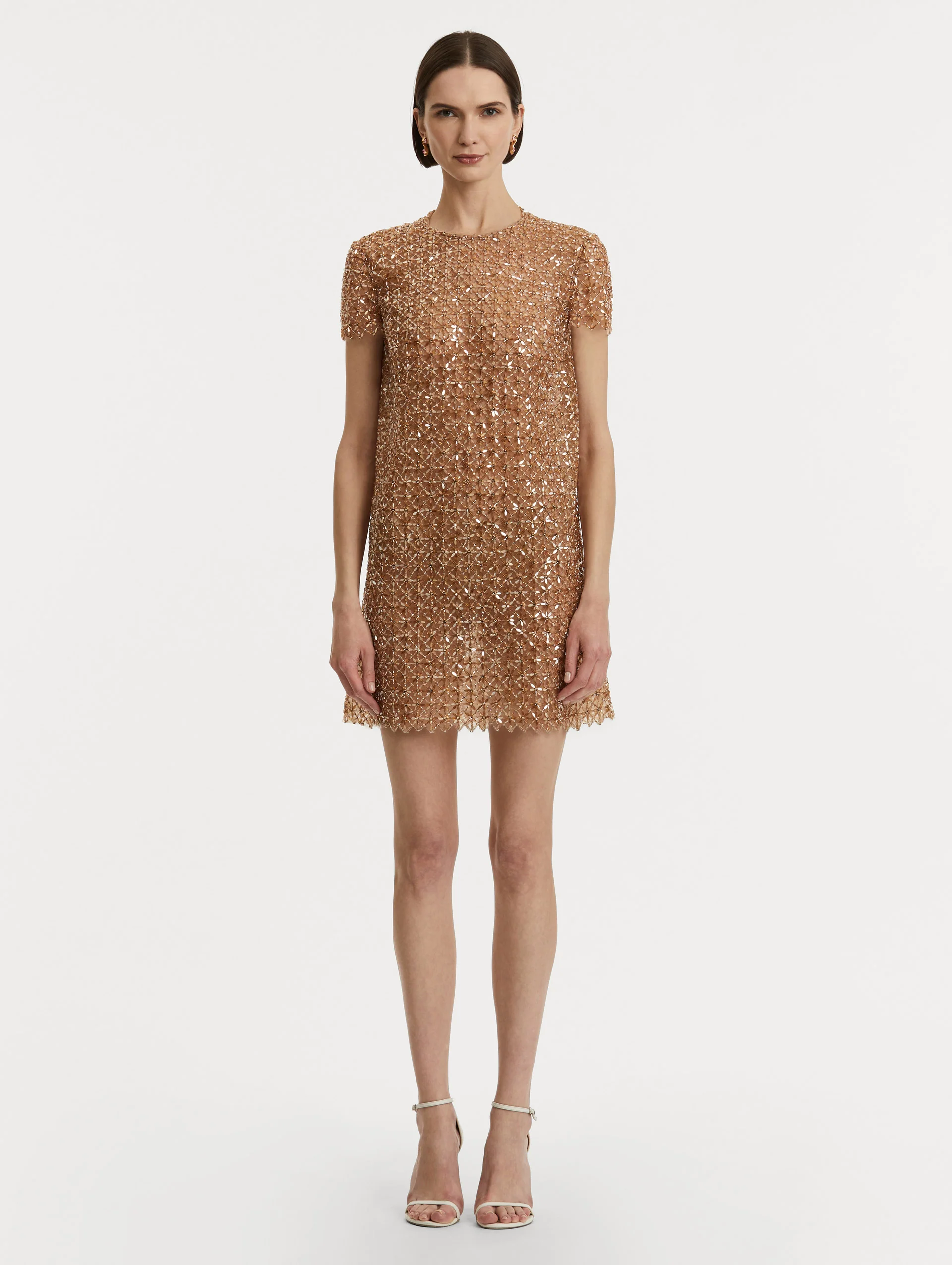 Floral Grid Embroidered Shift Dress - Image 2