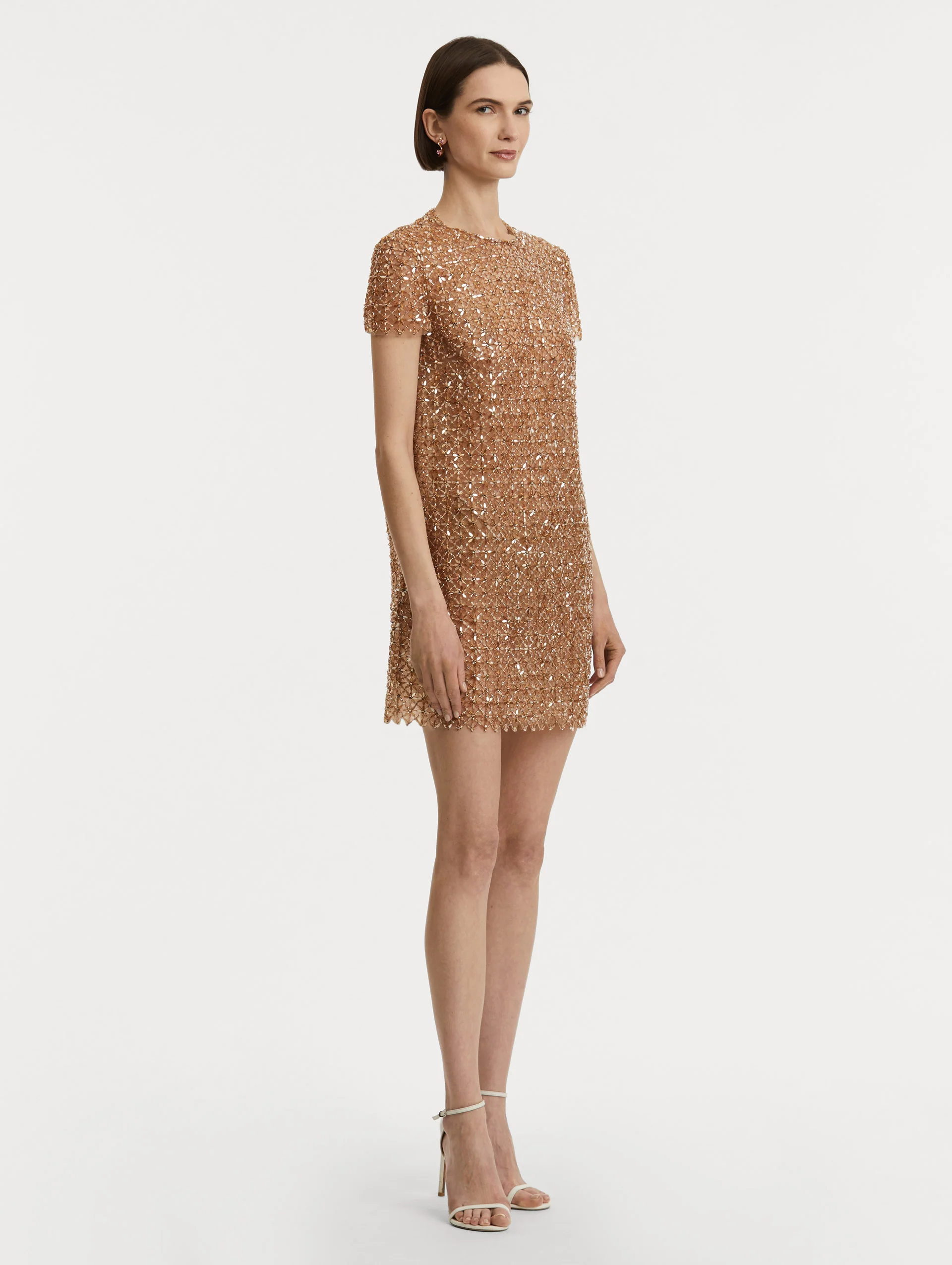 Floral Grid Embroidered Shift Dress - Image 4