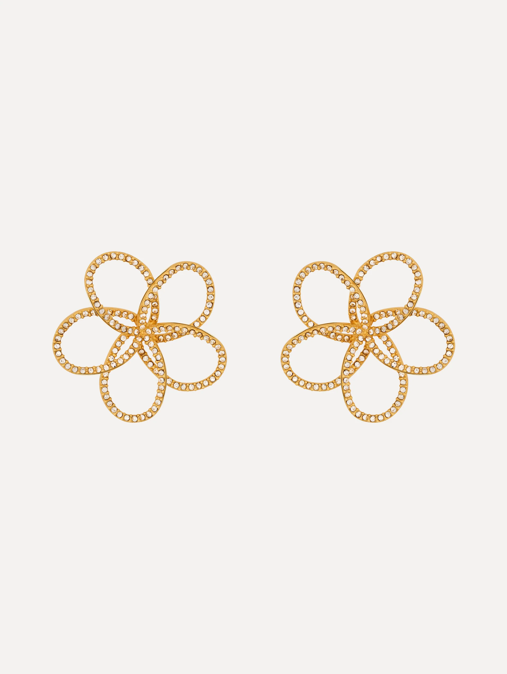 Flower Rhinestone Chain-Link Earrings