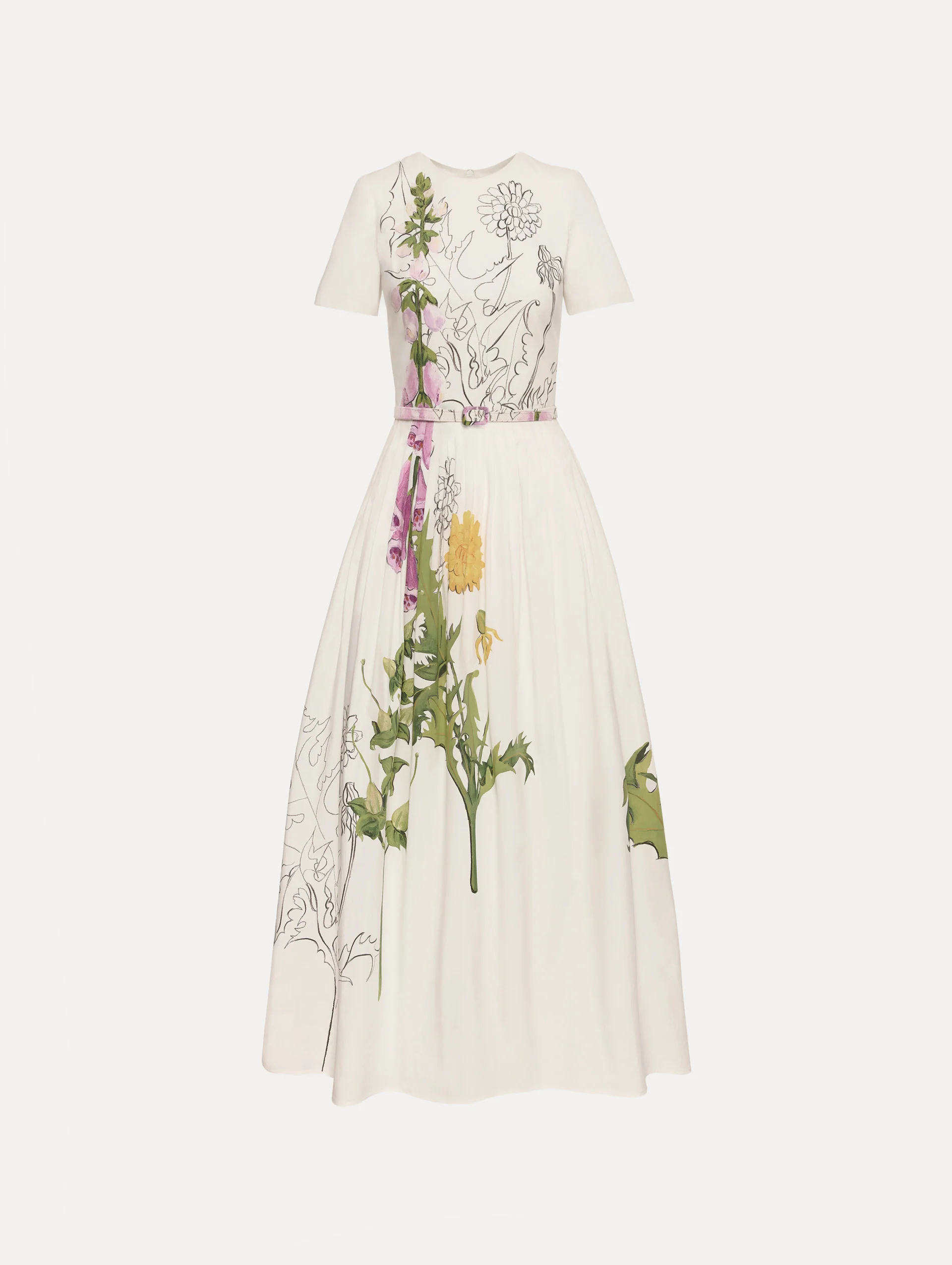 Foxglove Sketch Cotton Poplin Dress