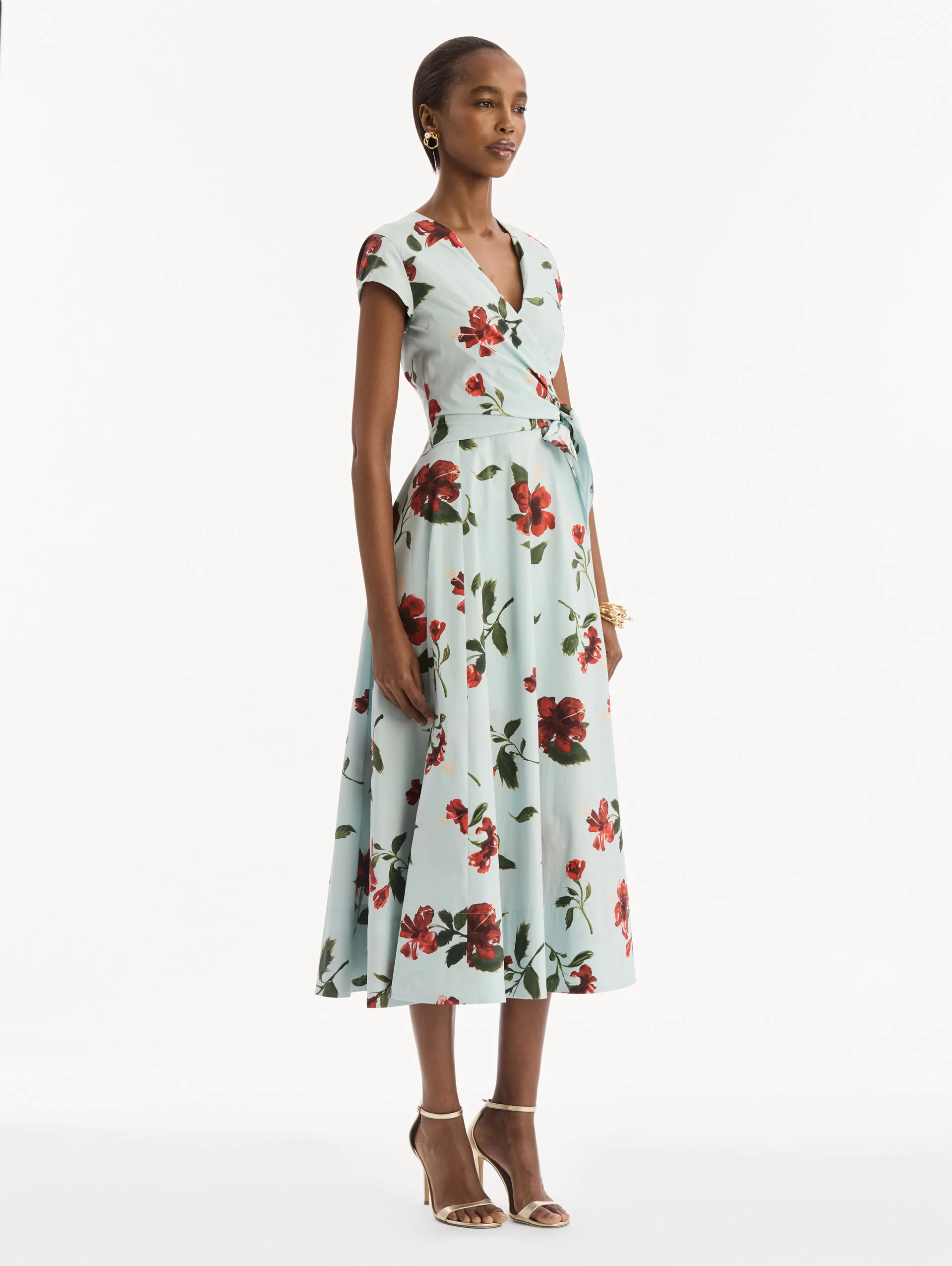Hibiscus Cotton Poplin Wrap Dress - Image 4