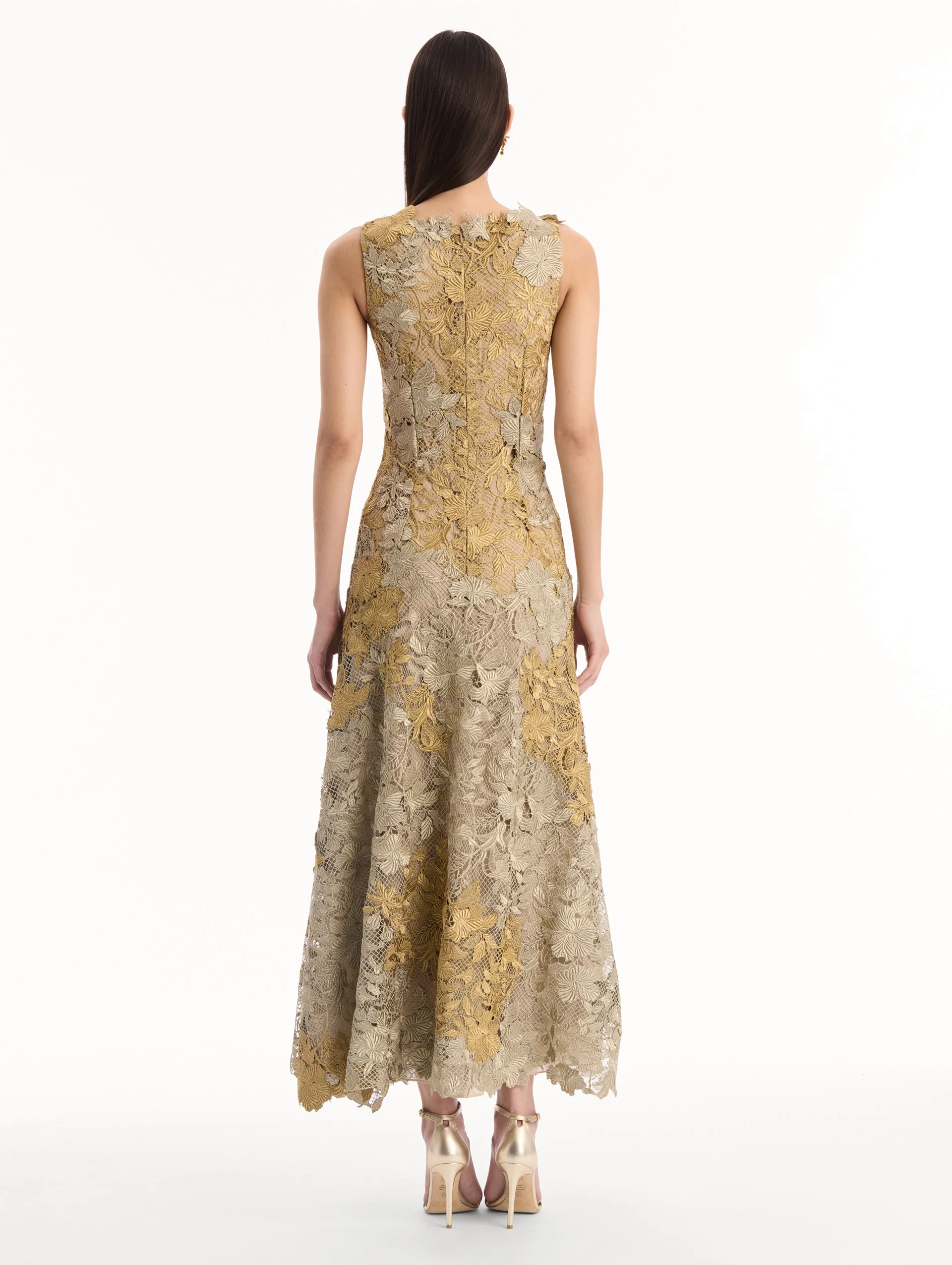 Hibiscus Metallic Guipure Cocktail Dress - Image 3