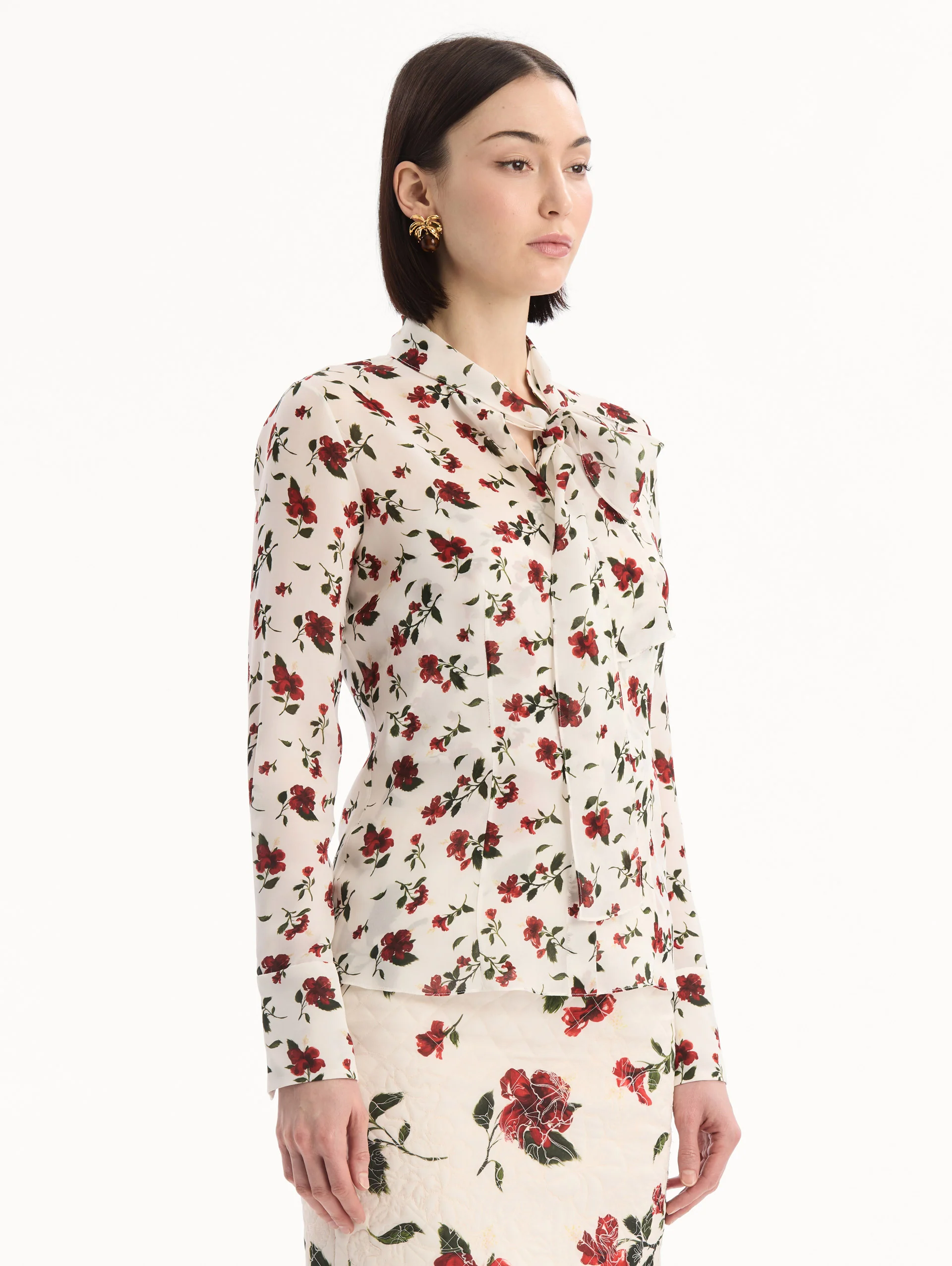 Hibiscus Silk Chiffon Blouse - Image 4