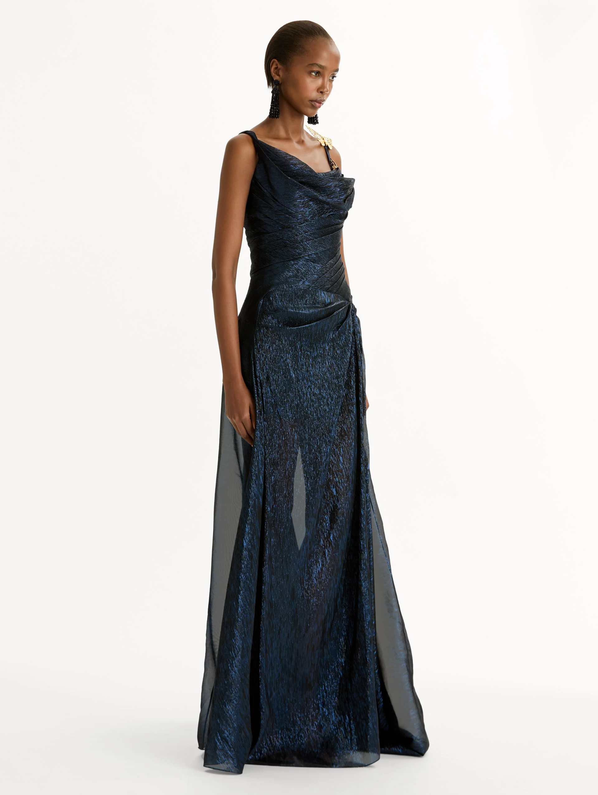 Lamé Mousseline Draped Gown - Image 4
