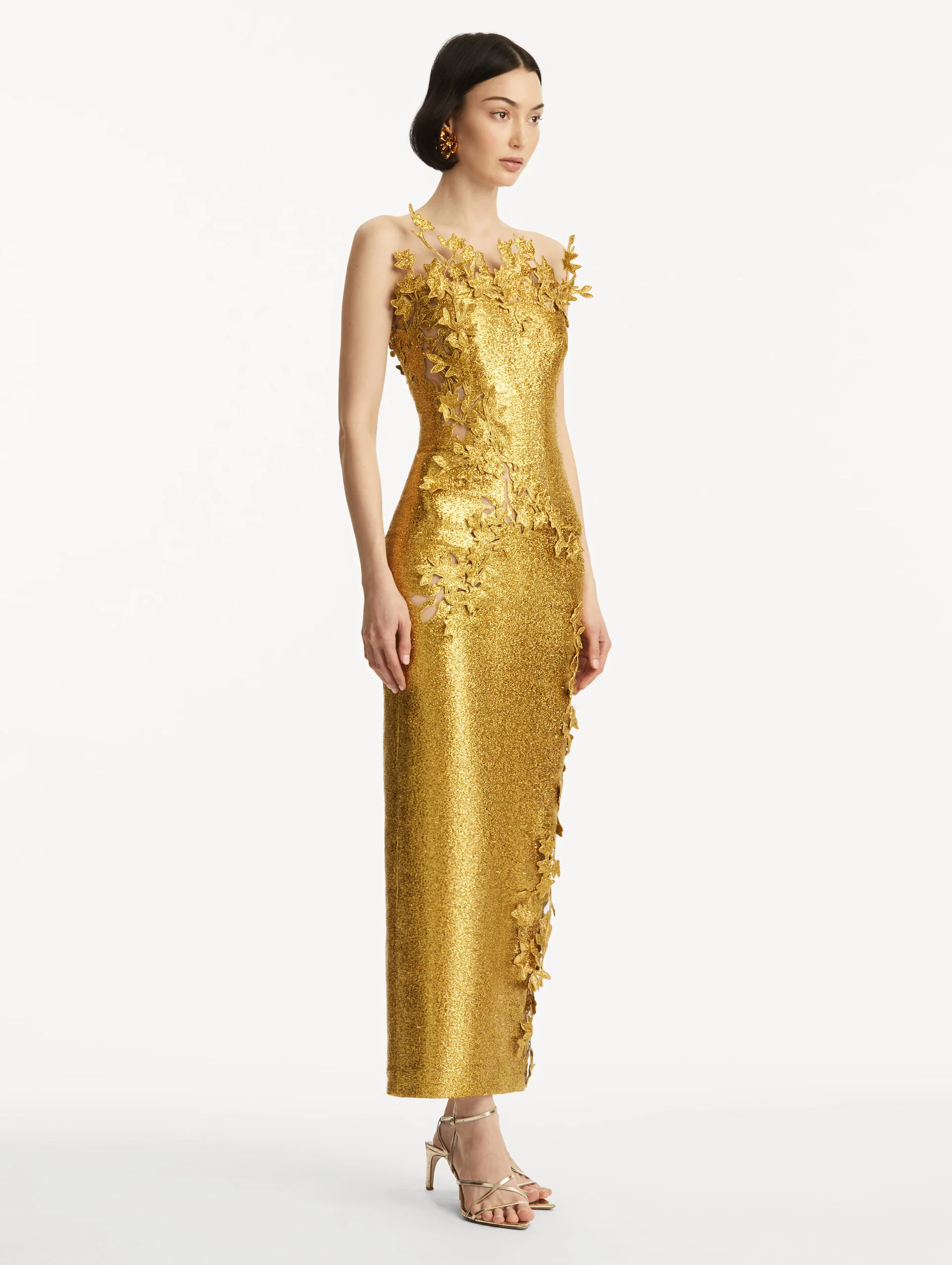 Metallic Cherry Blossom Embroidered Gown - Image 4