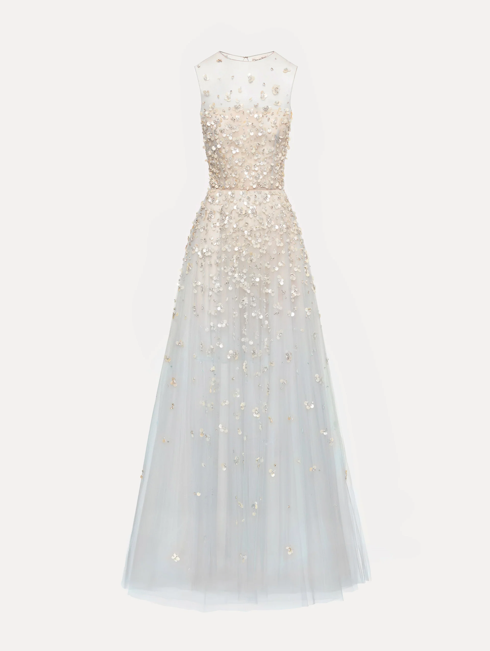Mother of Pearl Embroidered Illusion Gown