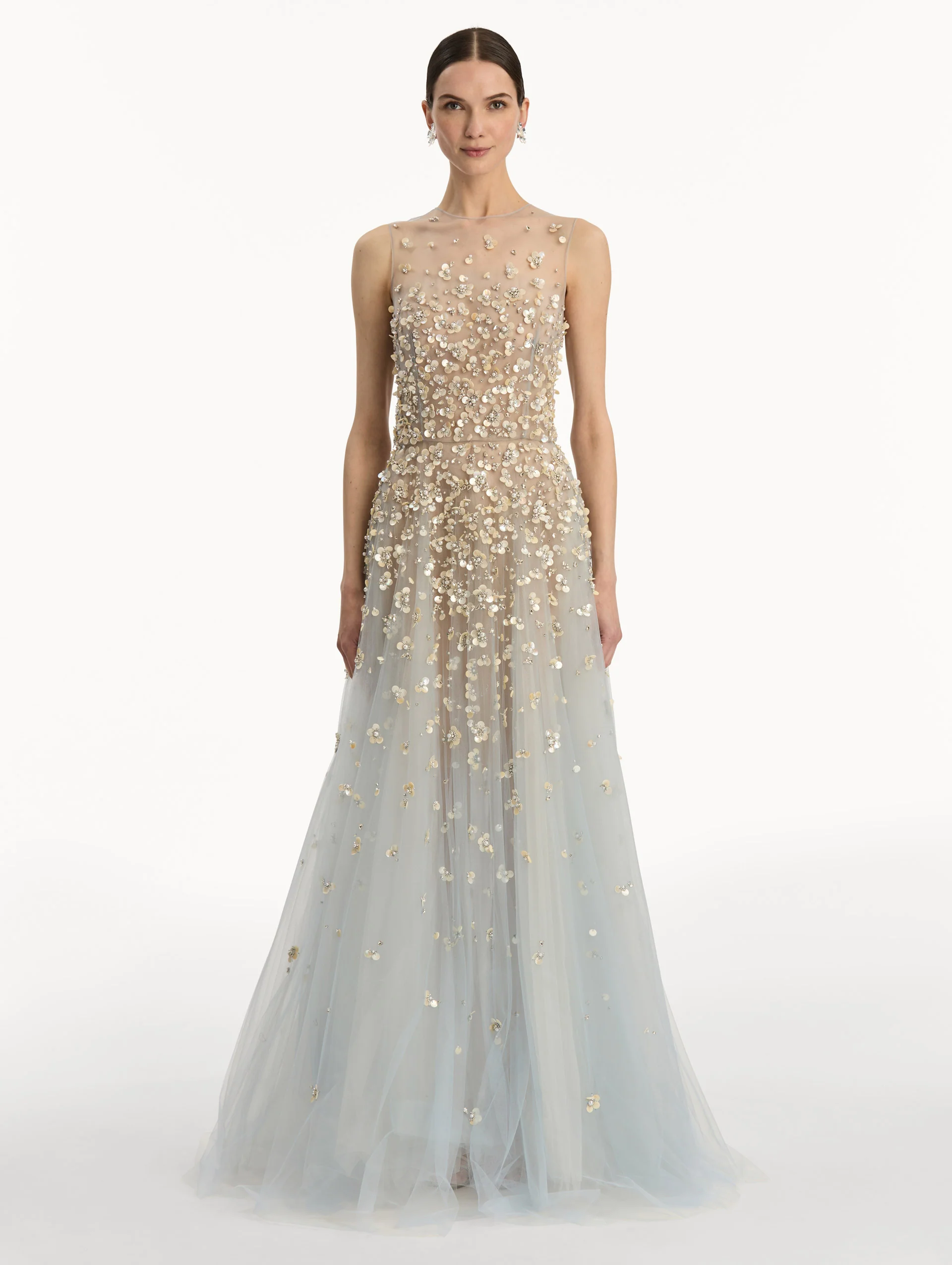 Mother of Pearl Embroidered Illusion Gown - Image 2