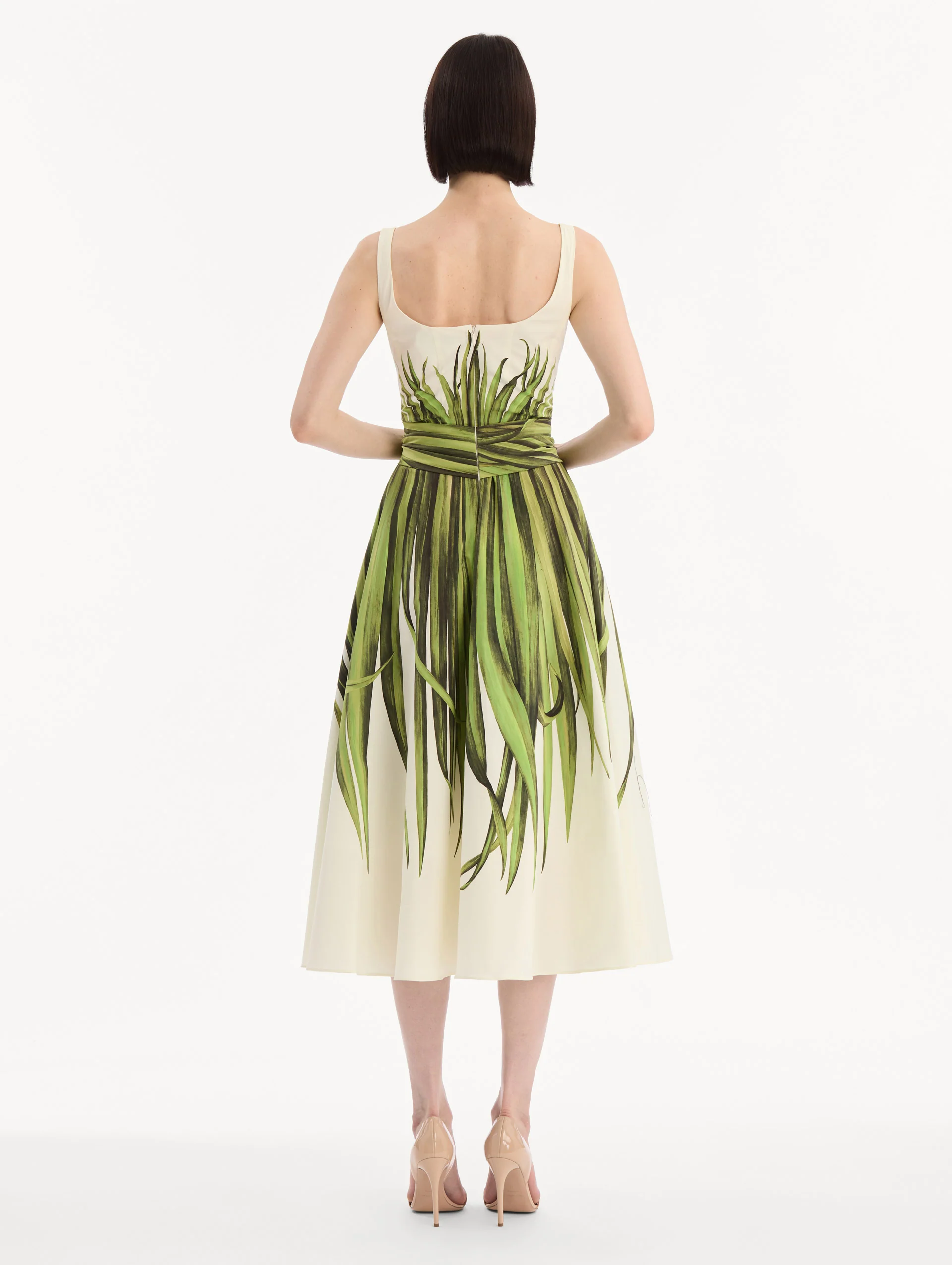 Palm Leaves Cotton Poplin Dress - Image 3