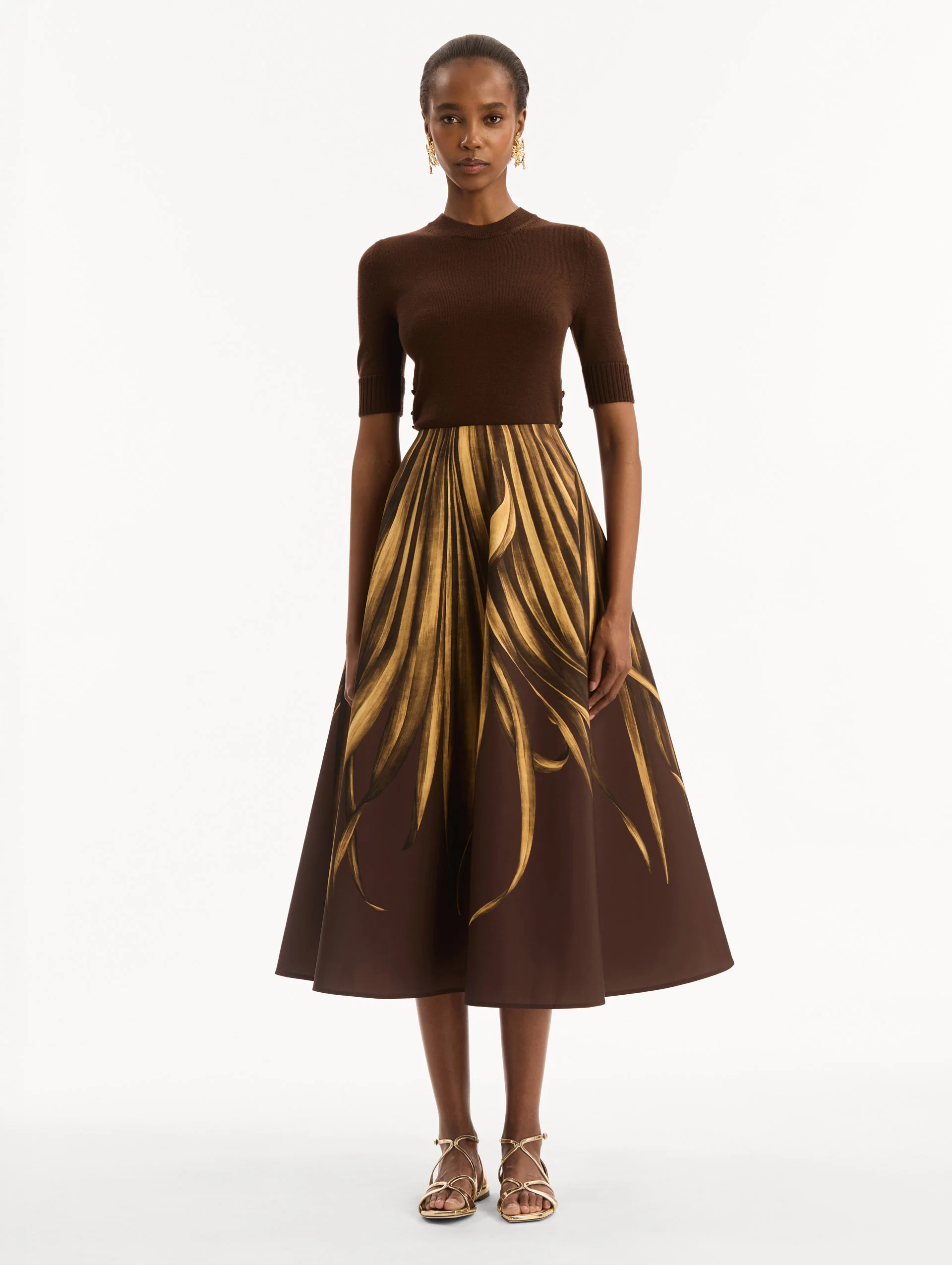 Palm Leaves Faille Skirt - Image 2