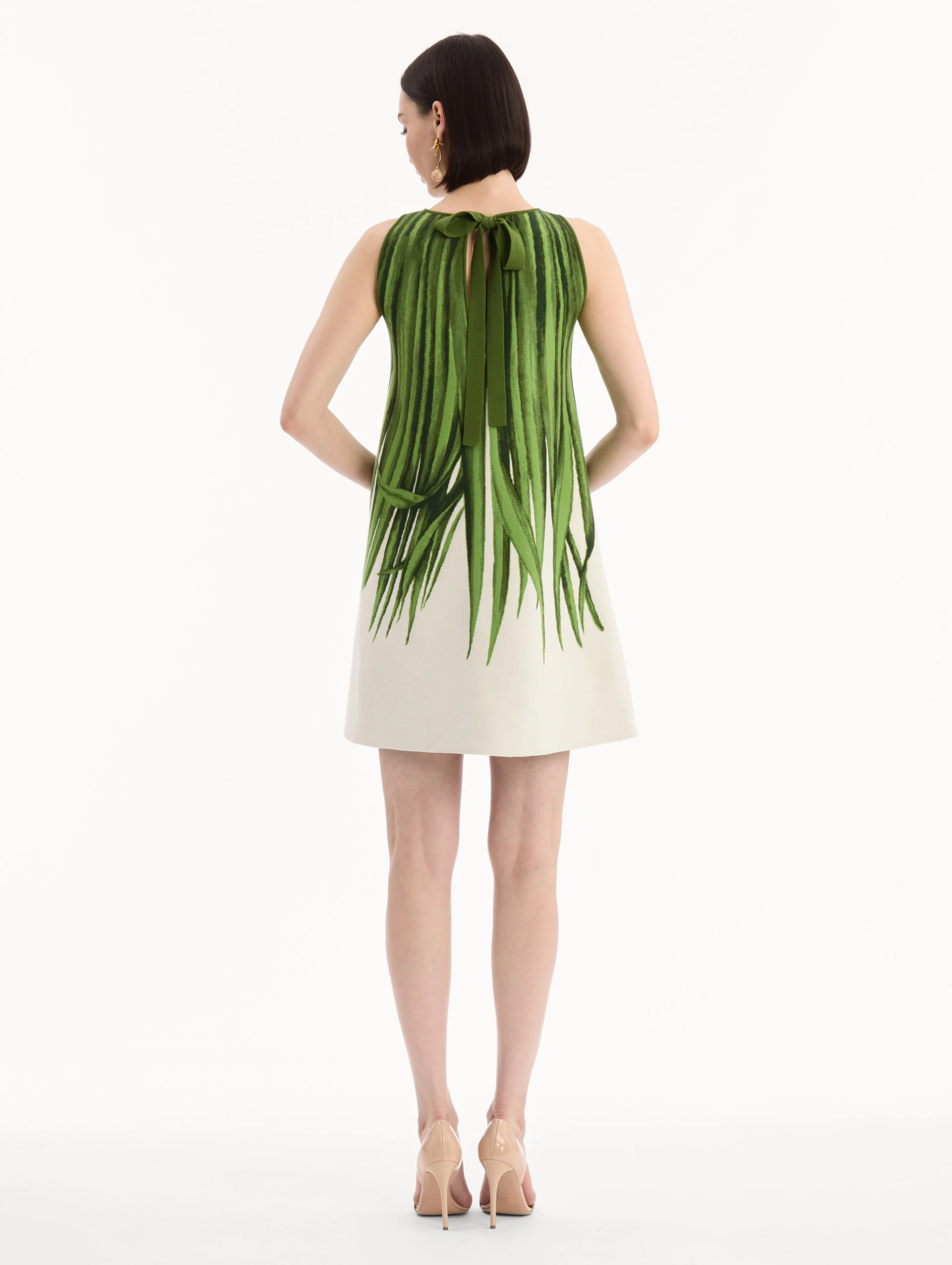 Palm Leaves Jacquard Shift Dress - Image 3