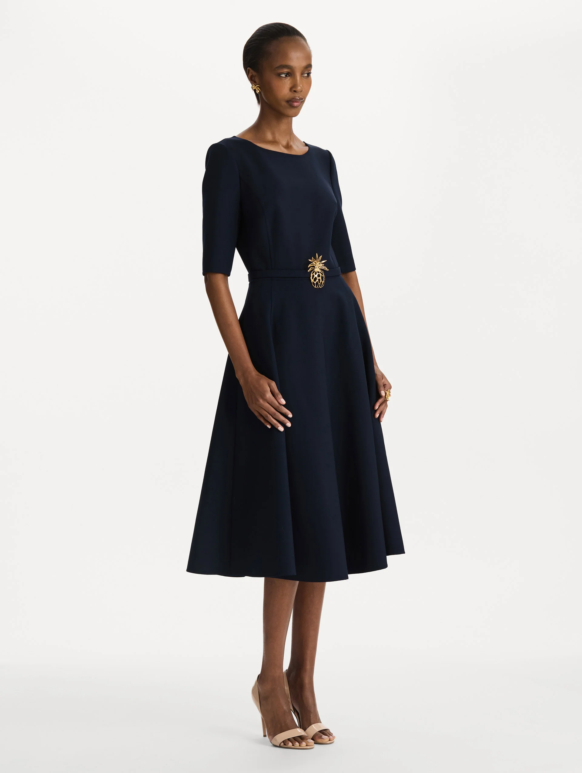 Pineapple Belt Wool Dress - Image 4