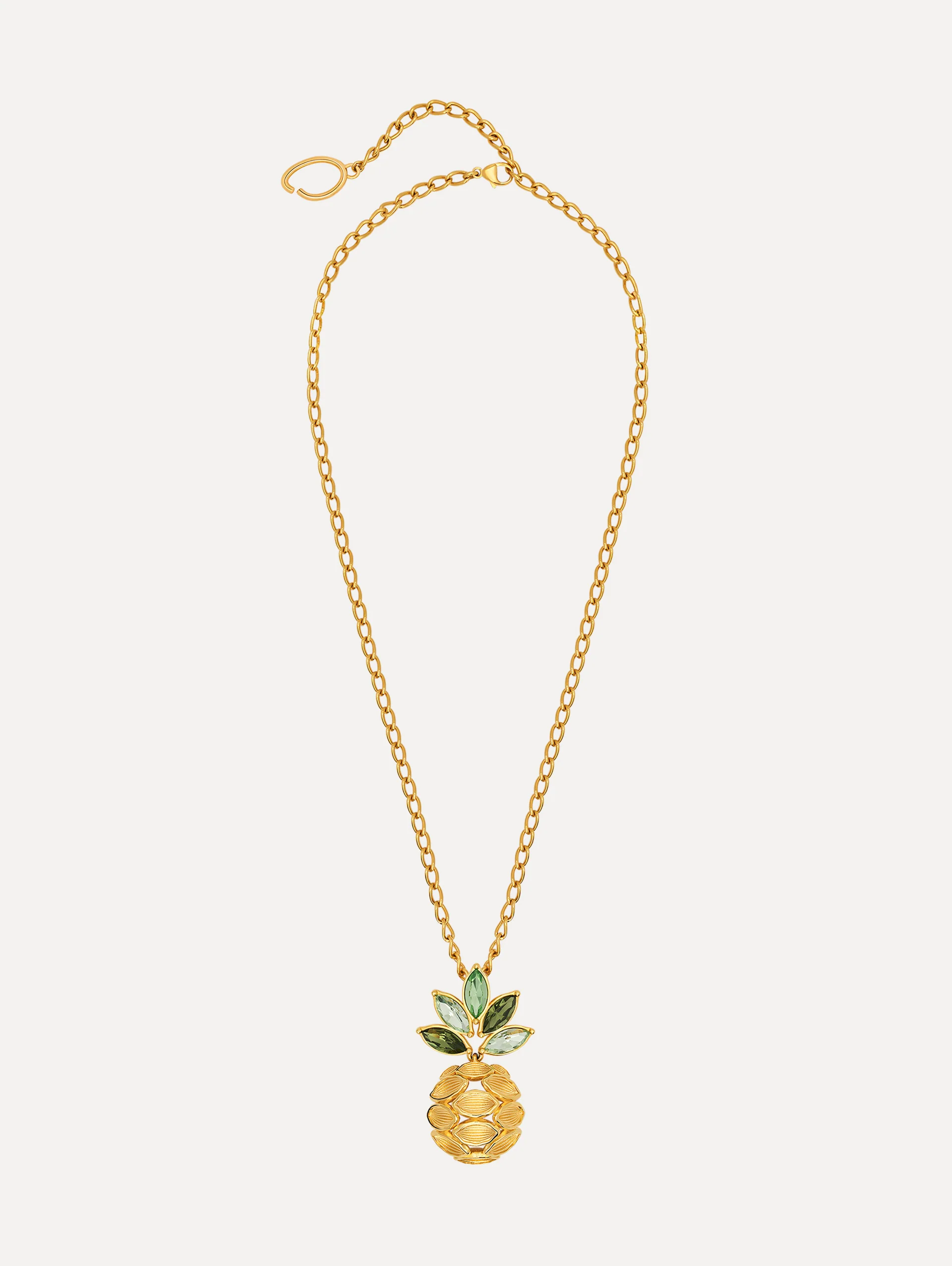 Pineapple Crystal Leaf Pendant Necklace