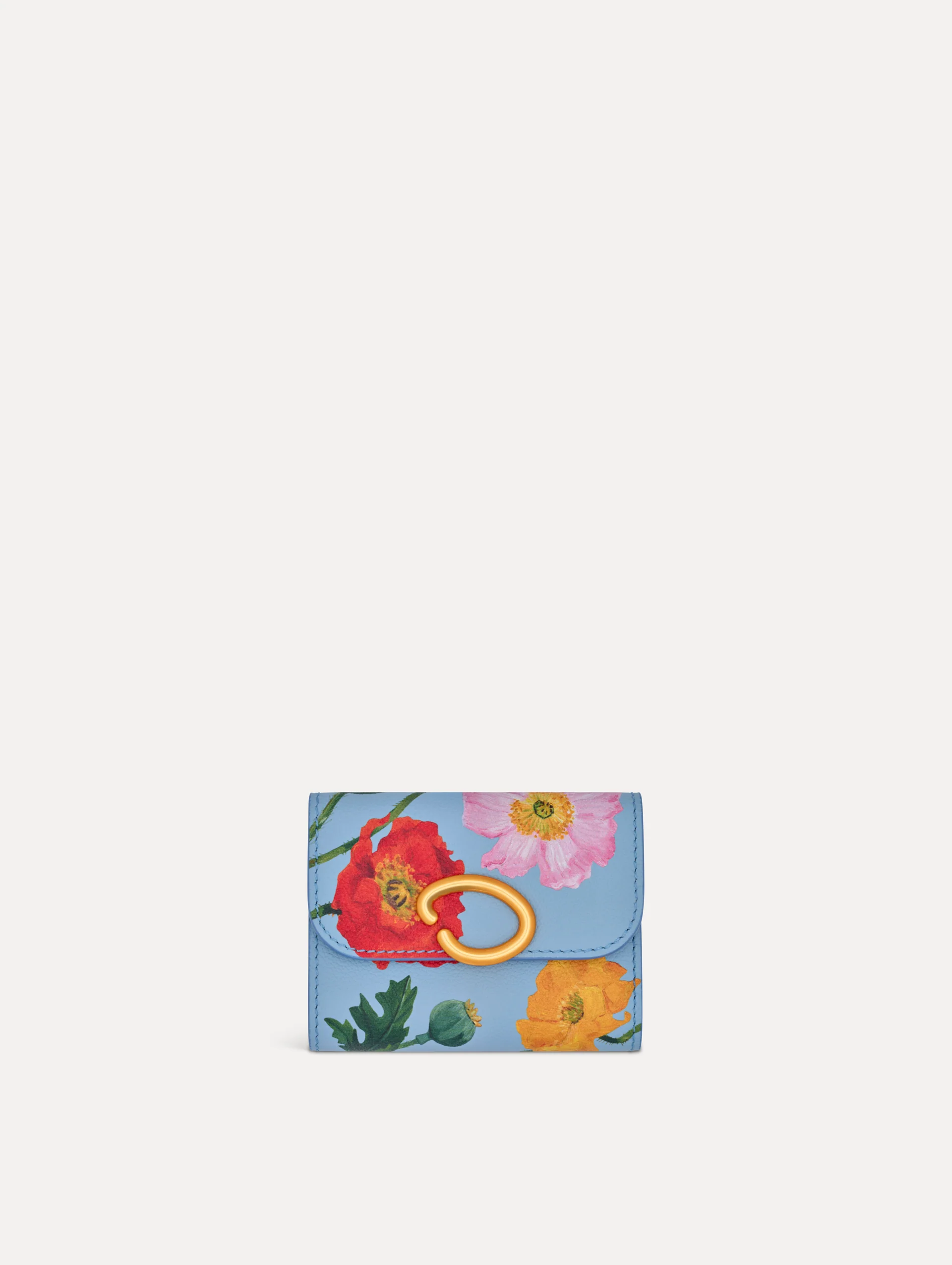 Poppy-Printed Tri-Fold Wallet