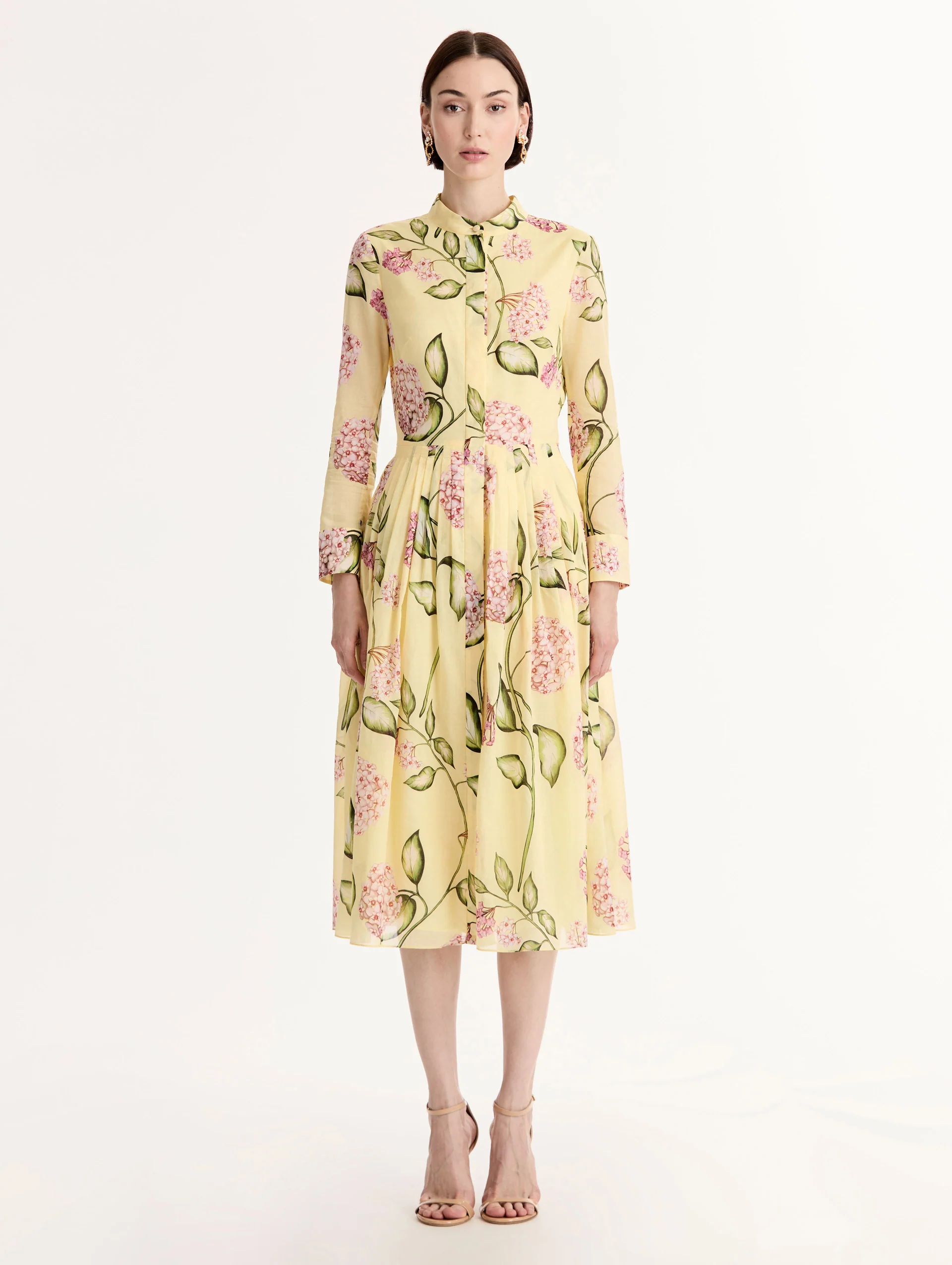 Porcelain Flower Cotton Poplin Long-Sleeve Dress - Image 2