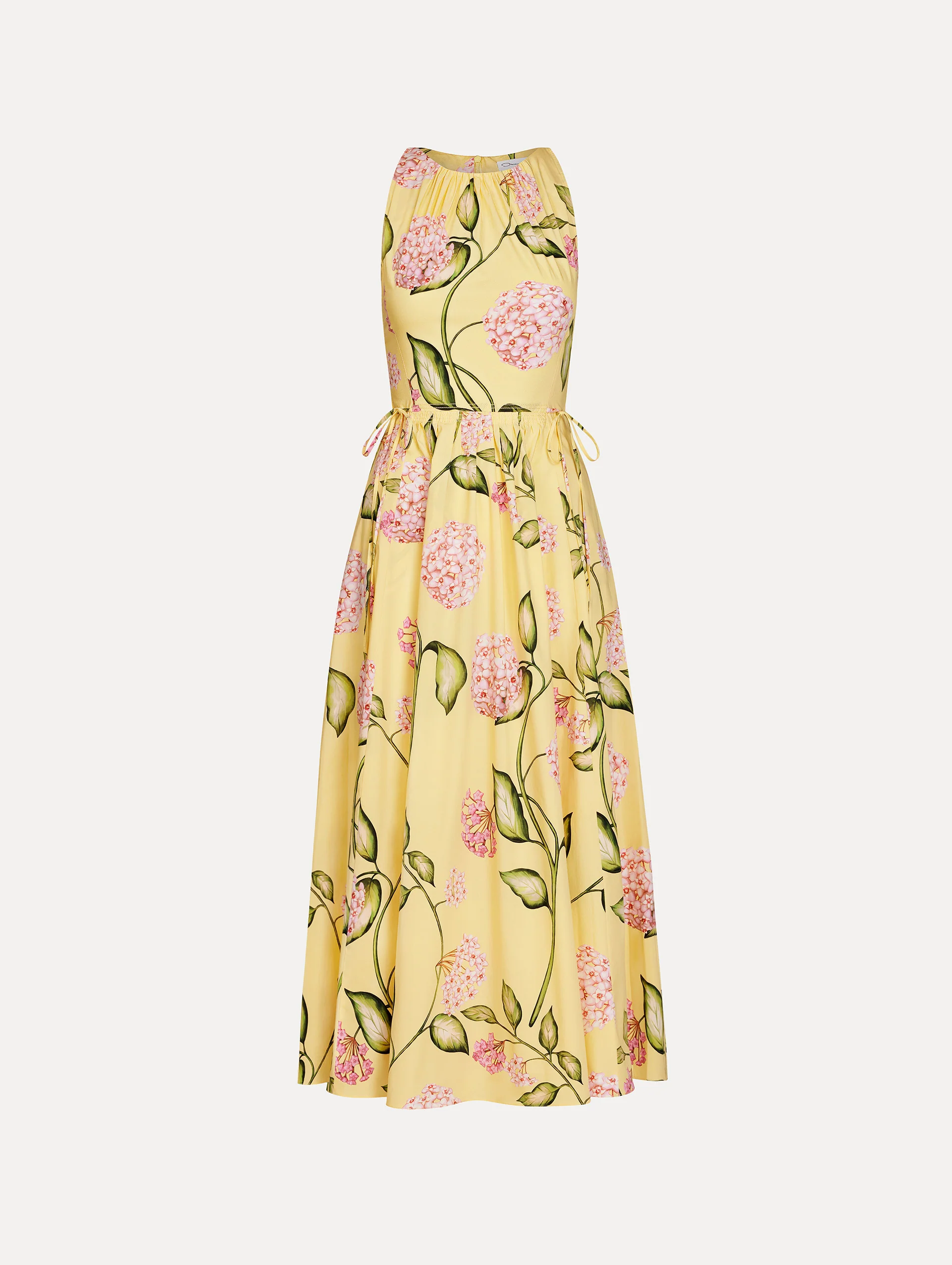 Porcelain Flower Cotton Poplin Pleated Dress