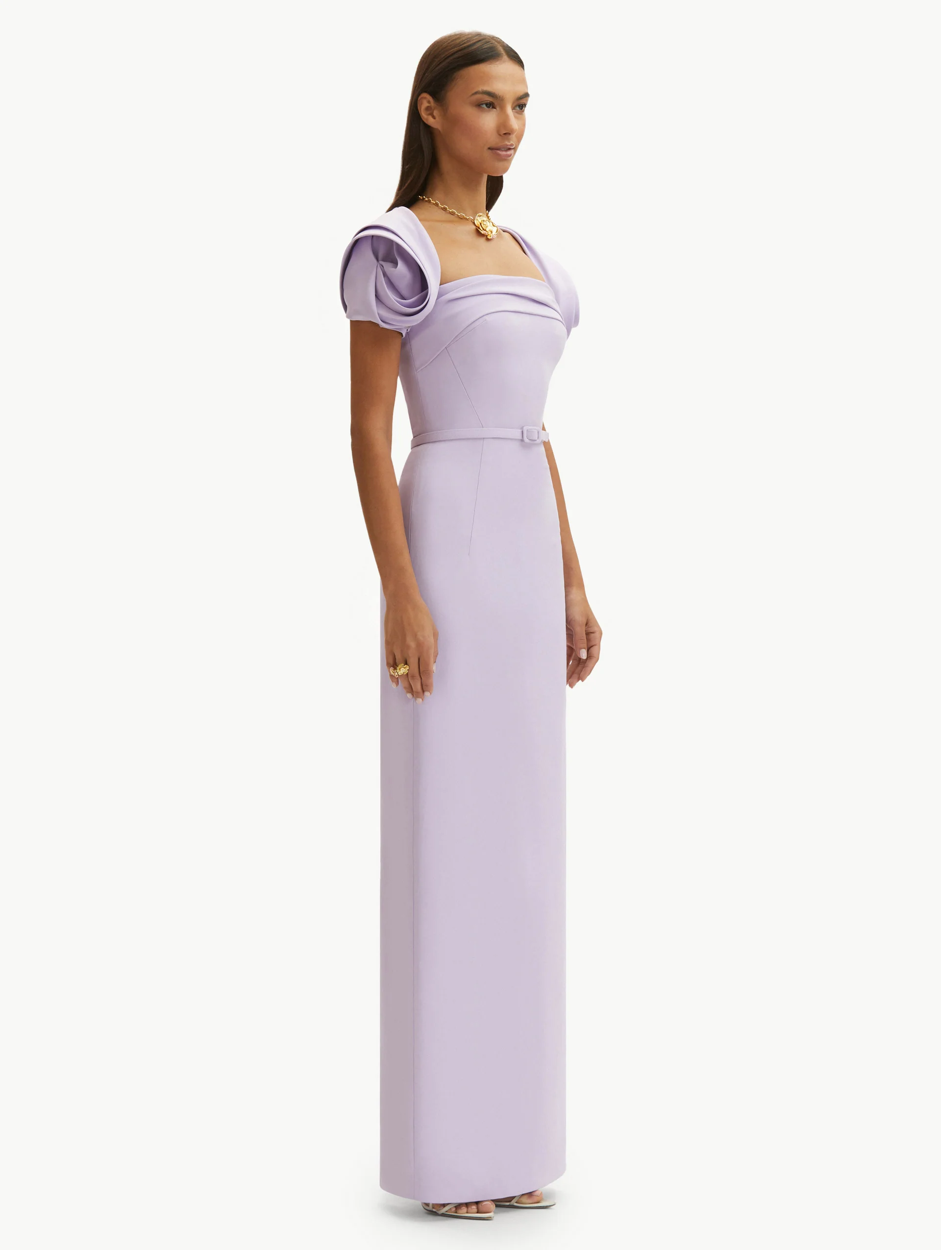 Rosette Sleeve Column Gown - Image 4