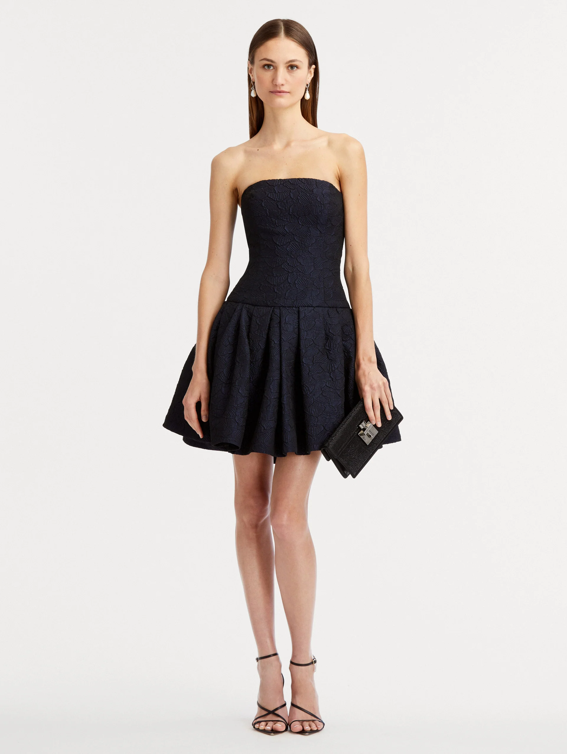 Textured Floral Cloqué Cape-Back Dress - Image 2