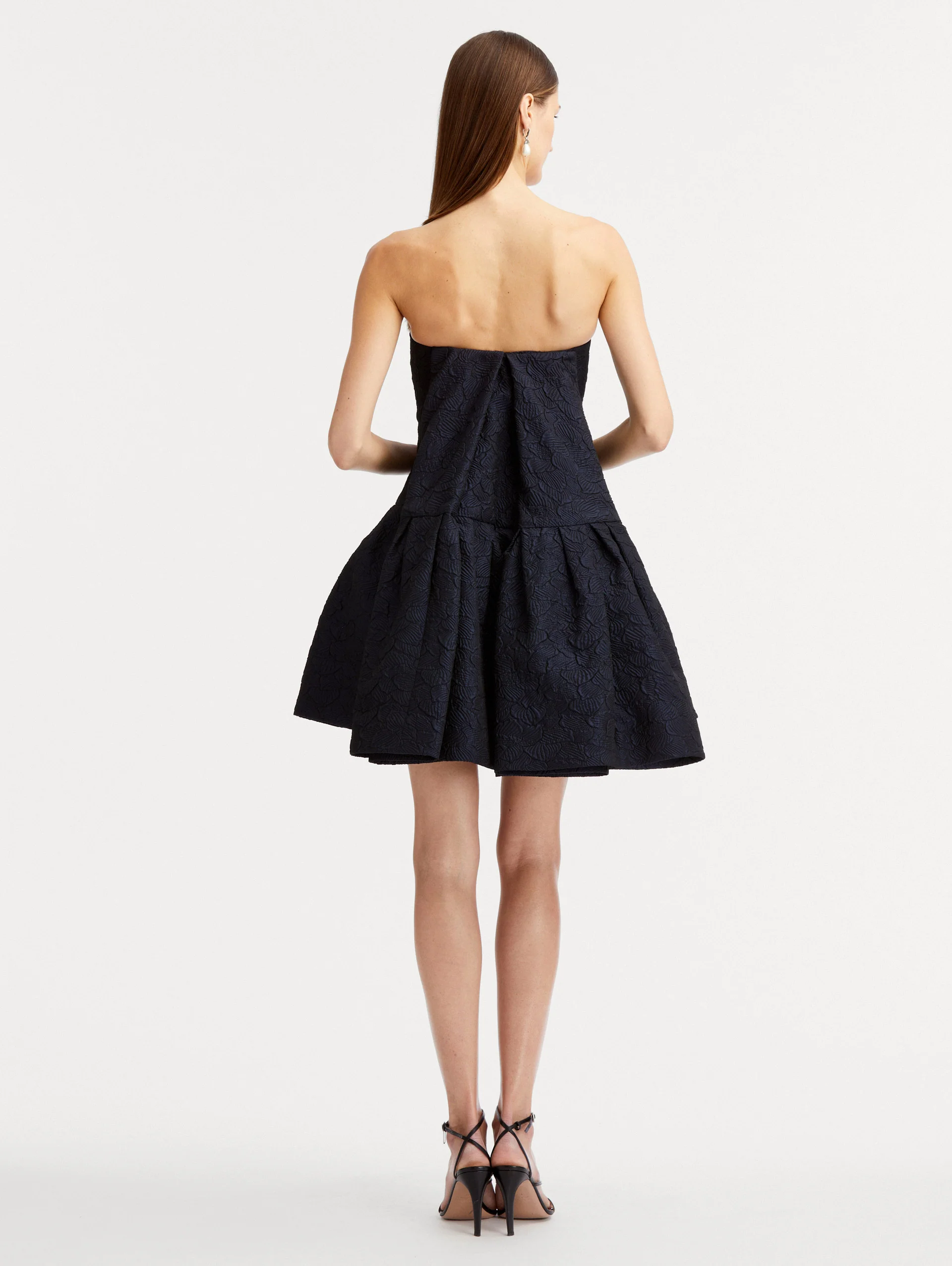 Textured Floral Cloqué Cape-Back Dress - Image 3